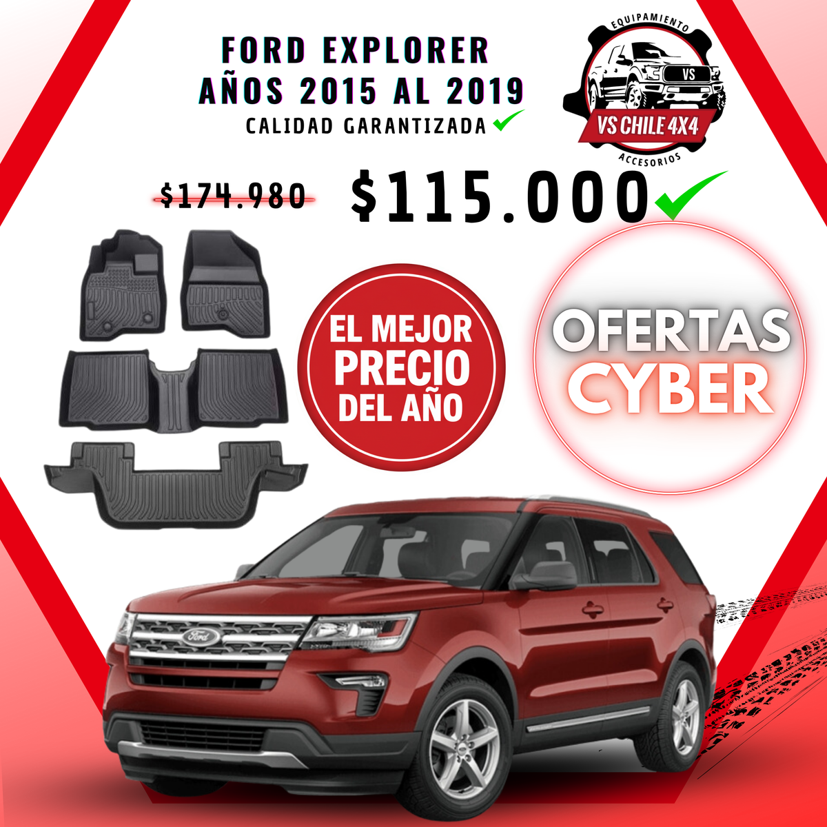 Pisos Calce Perfecto FORD EXPLORER años 2015 al 2019