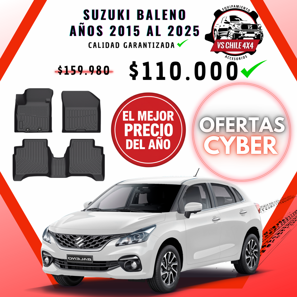 Pisos Calce Perfecto Suzuki Baleno 2015 al 2025