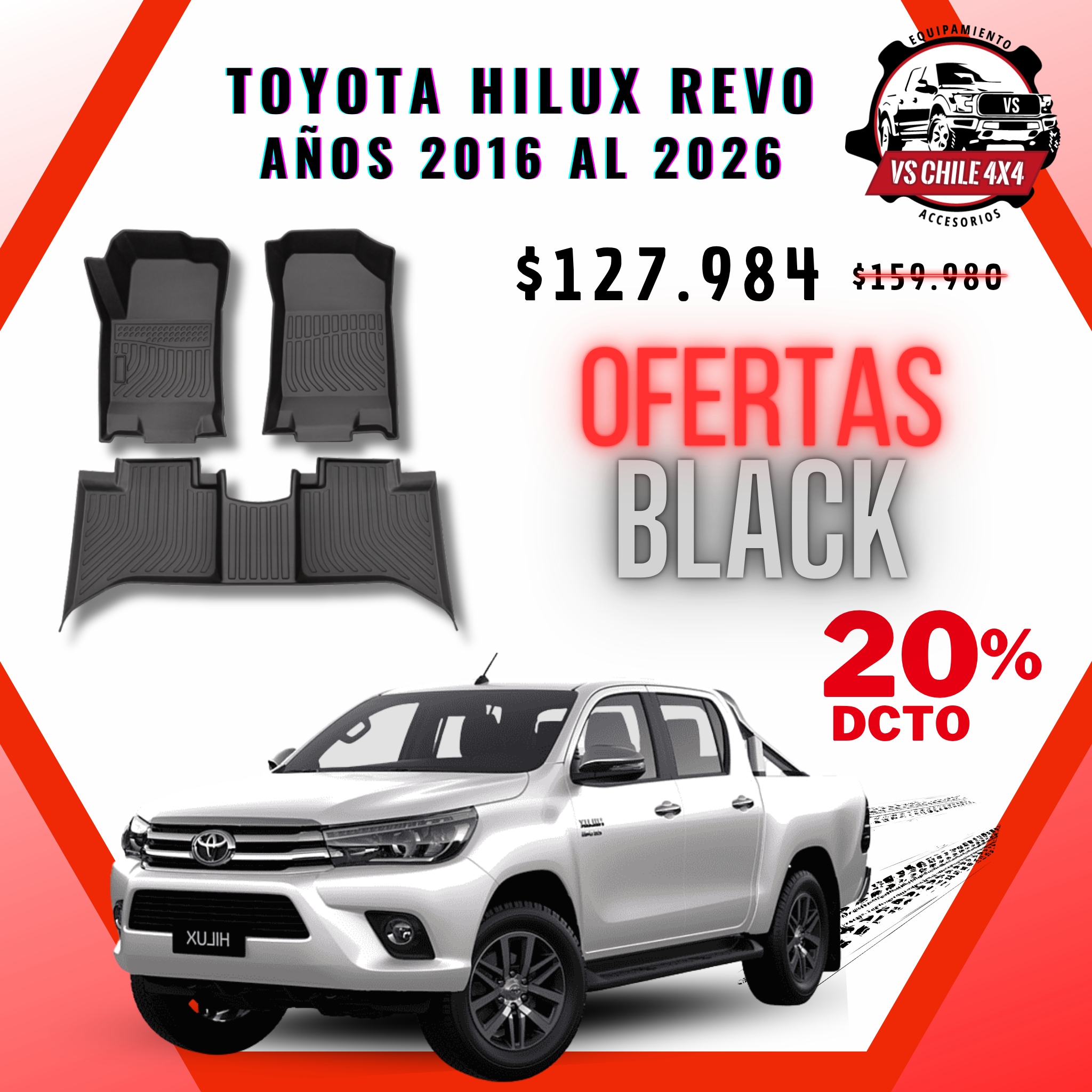 Pisos Calce Perfecto Toyota Hilux años 2016 - 2026