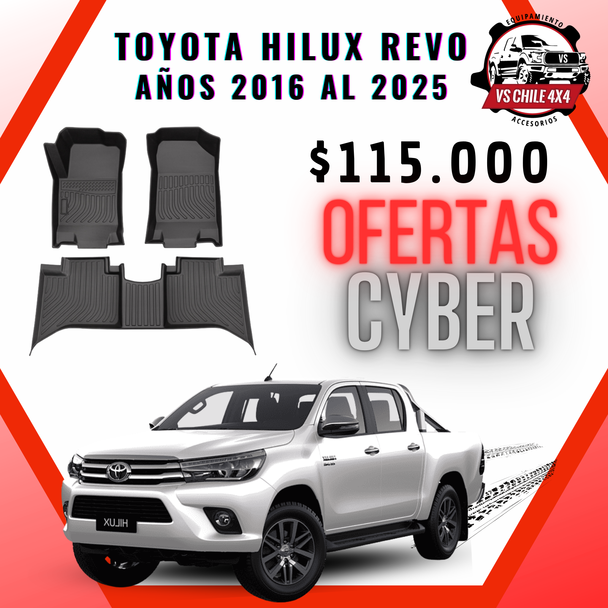 Pisos Calce Perfecto Toyota Hilux años 2016 - 2025