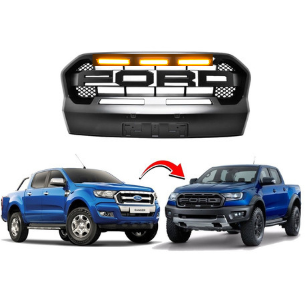 Máscara Estilo Raptor para Ford Ranger T7 2016–2019 | Luces LED y Estilo Agresivo