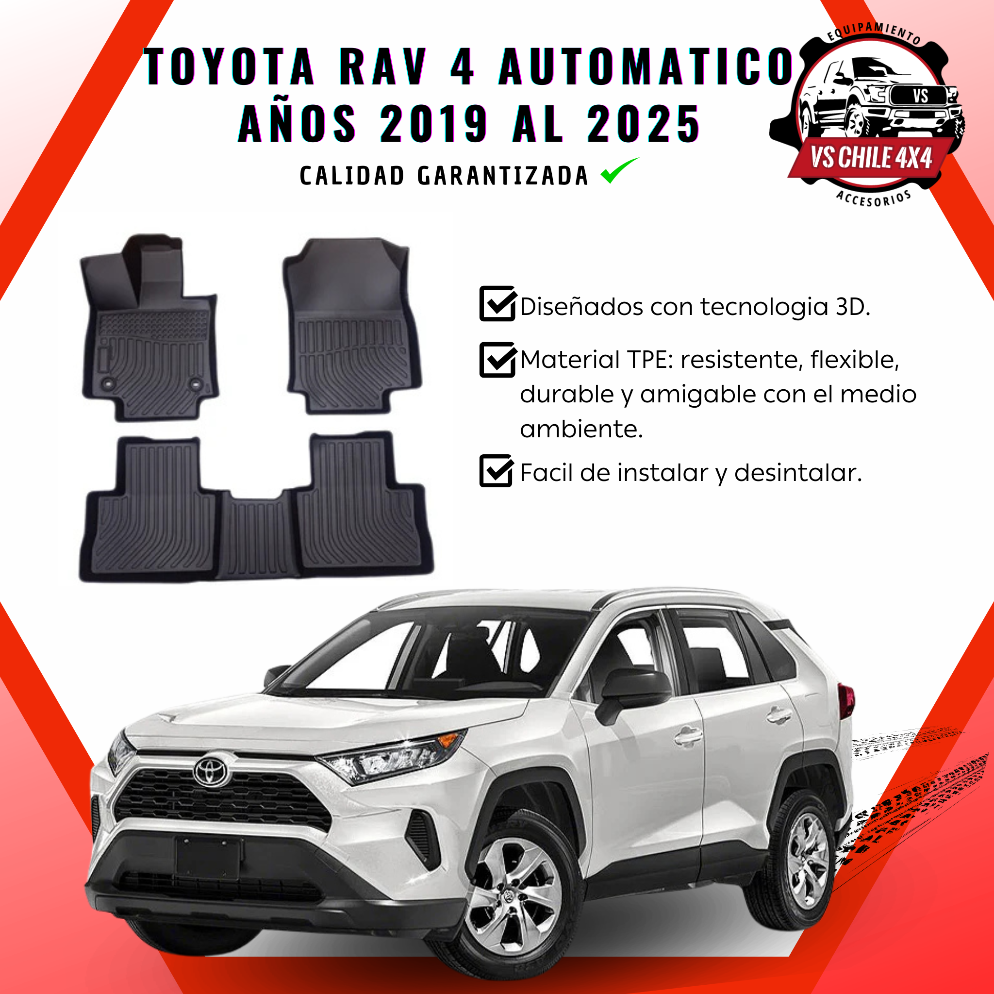 Pisos Calce Perfecto TOYOTA RAV 4 Automática años 2019 al 2025