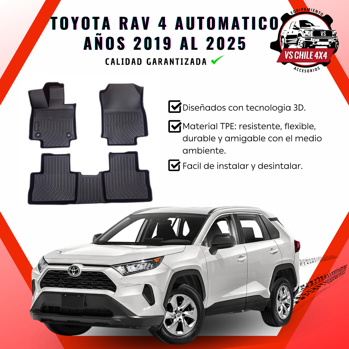 Pisos Calce Perfecto TOYOTA RAV 4 Automática años 2019 al 2025