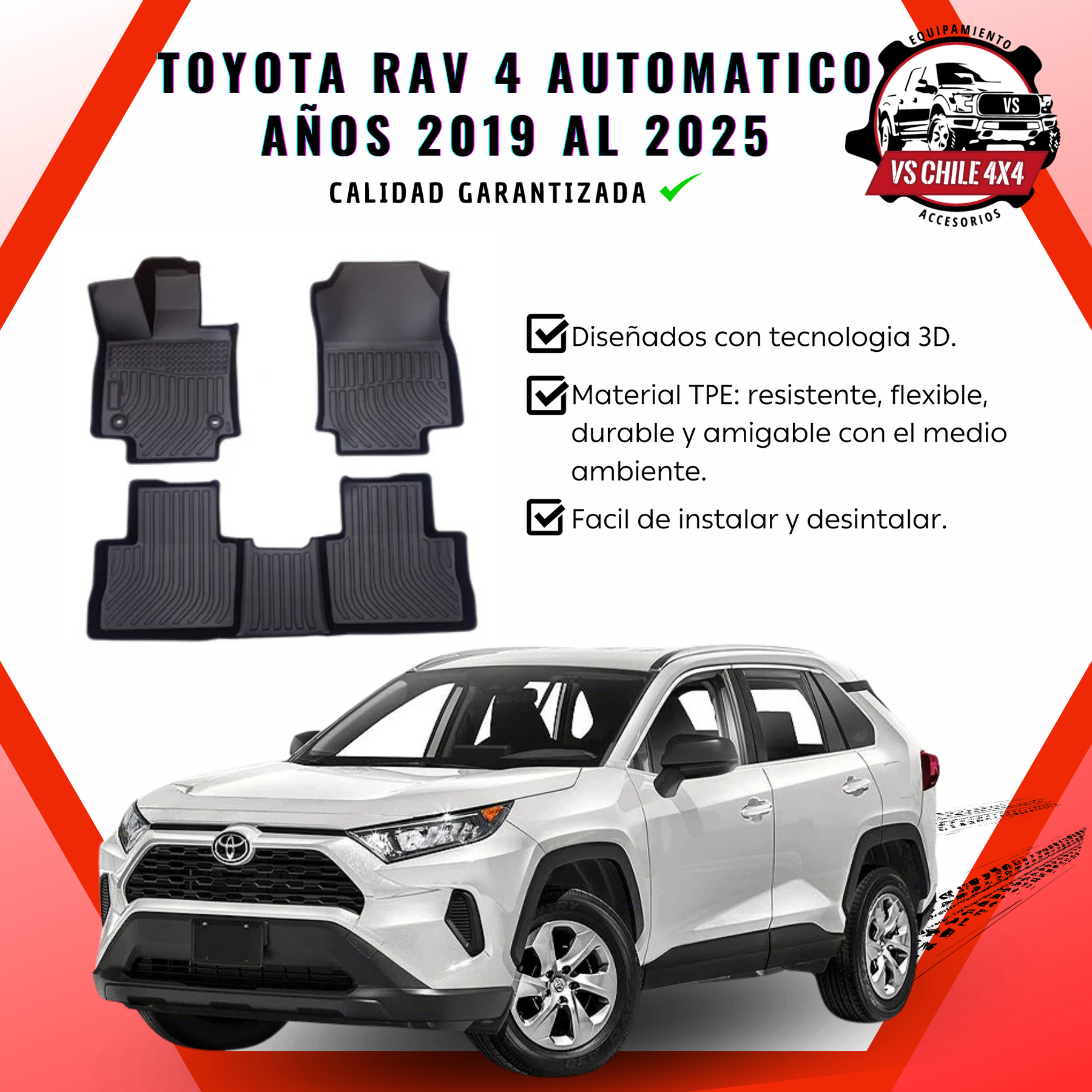 Pisos Calce Perfecto TOYOTA RAV 4 Automática años 2019 al 2025
