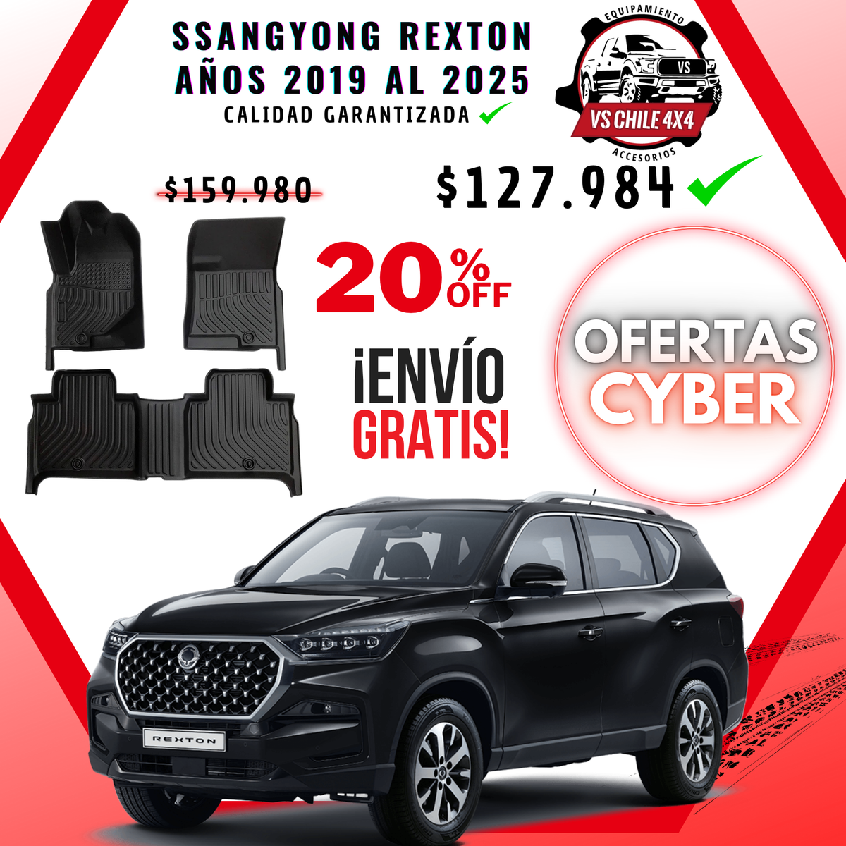 Pisos Calce Perfecto SsangYong Rexton años 2019 al 2025