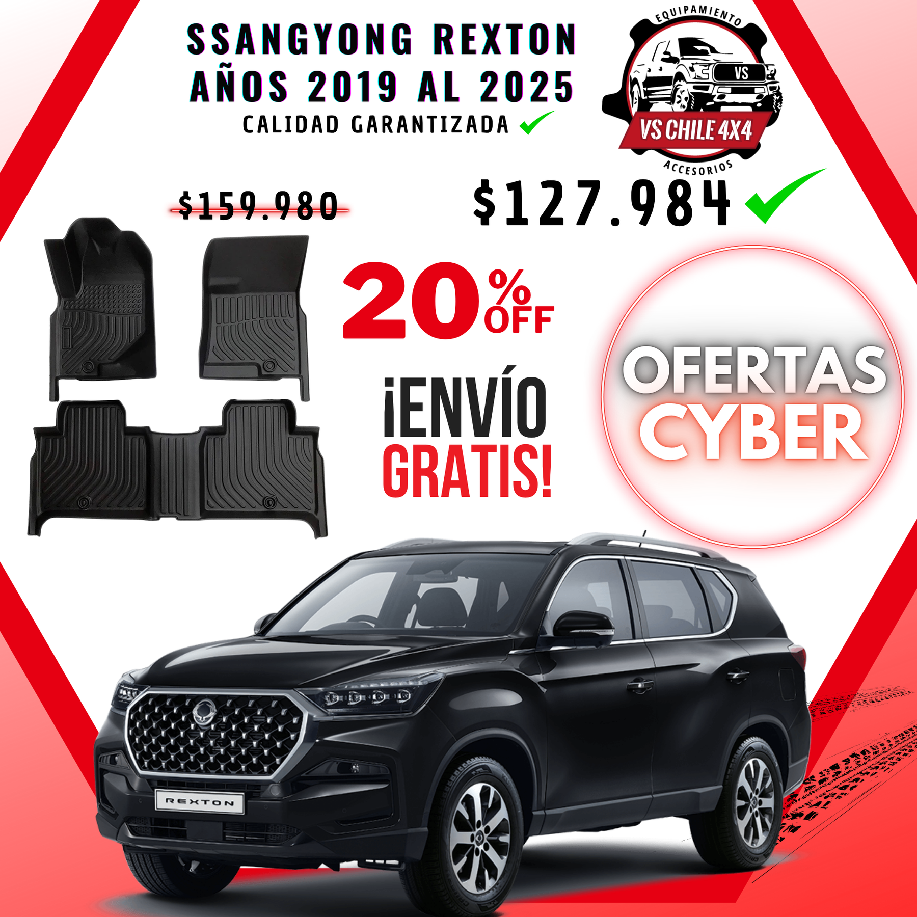 Pisos Calce Perfecto SsangYong Rexton años 2019 al 2025