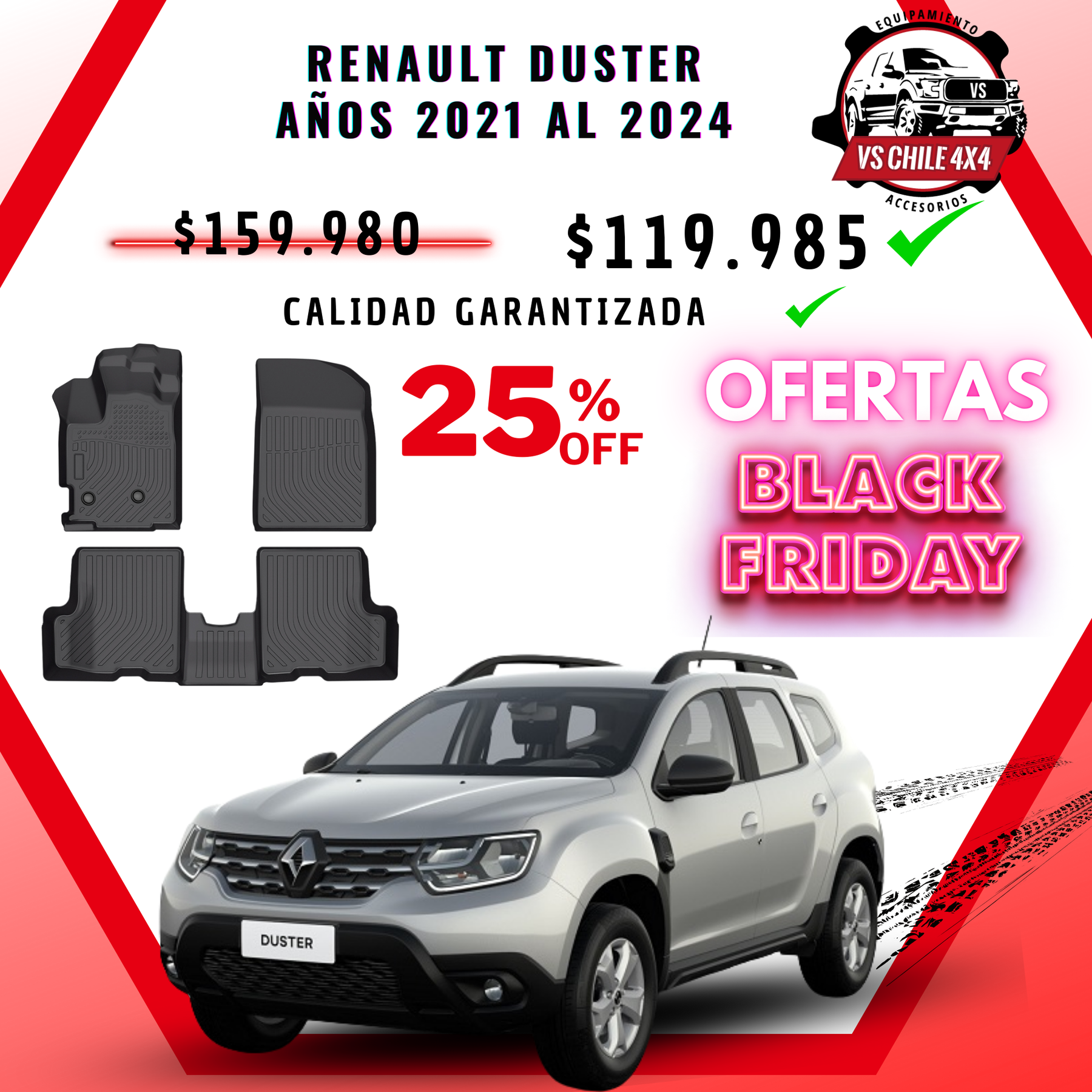 Pisos de Calce Perfecto Renault Duster (2021–2024) — TPE Premium 3D