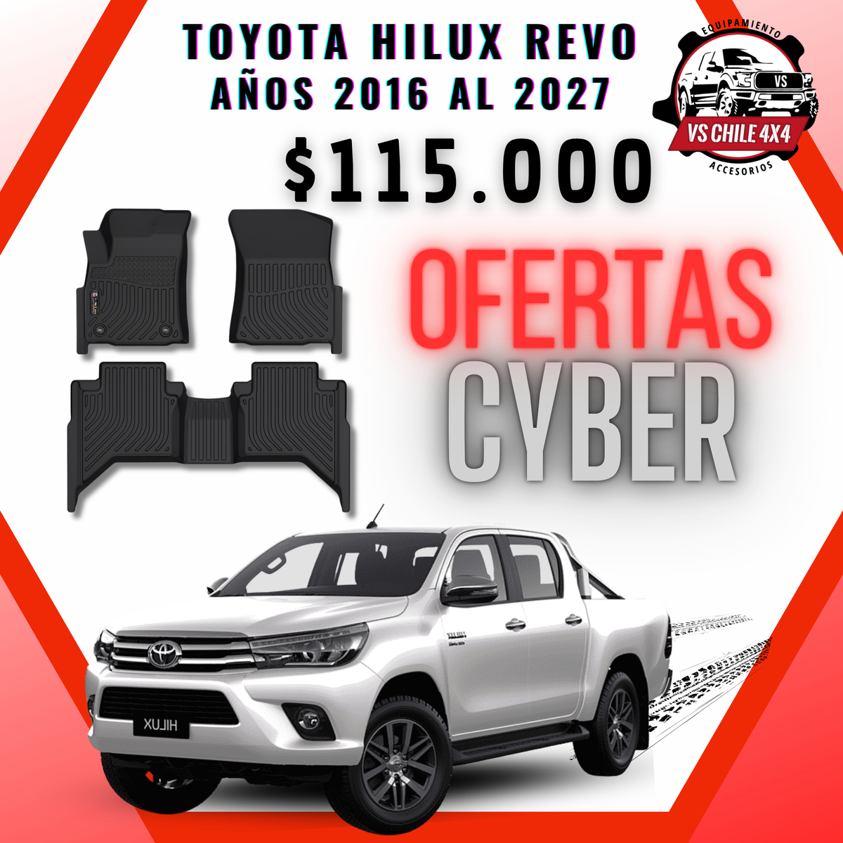 Pisos Calce Perfecto Toyota Hilux años 2016 - 2027
