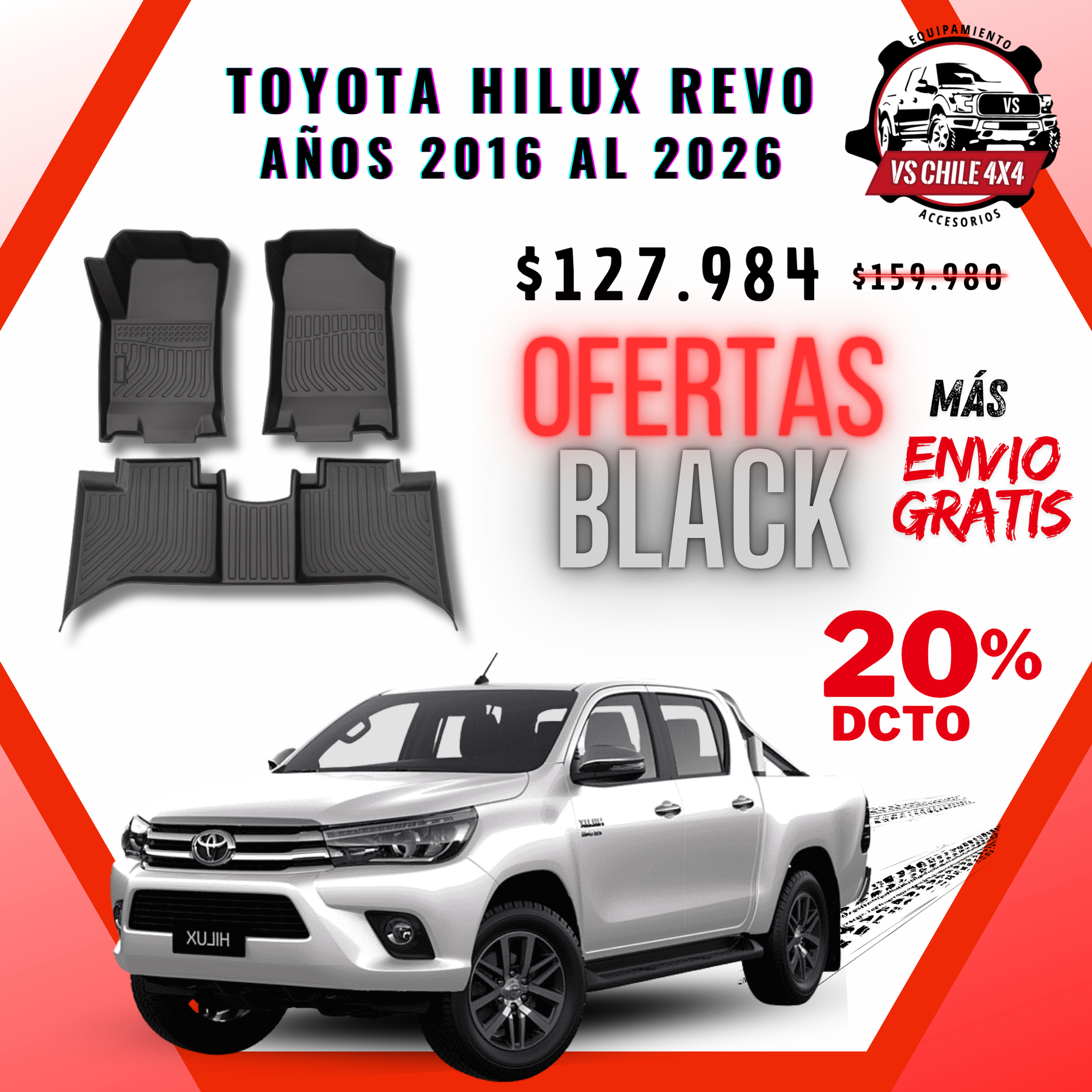 Pisos Calce Perfecto Toyota Hilux años 2016 - 2026