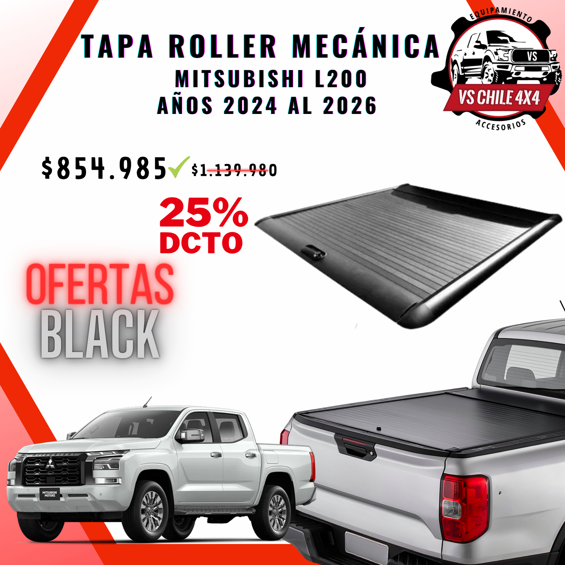 Tapa Roller Mecánica Mitsubishi L-200 2024 - 2026