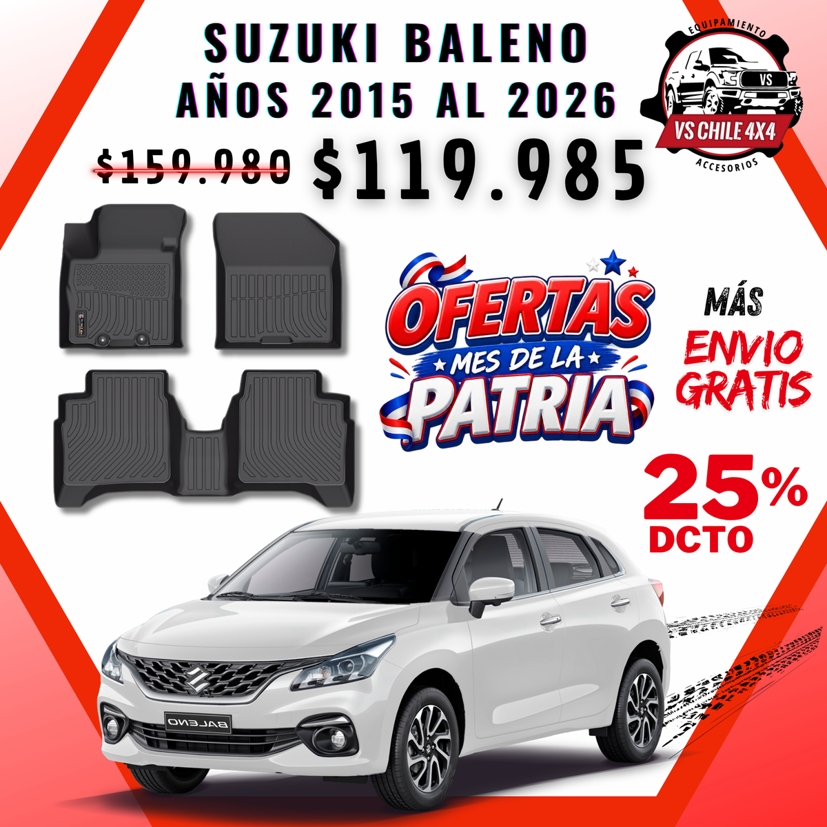 Pisos Calce Perfecto Suzuki Baleno 2015 al 2026