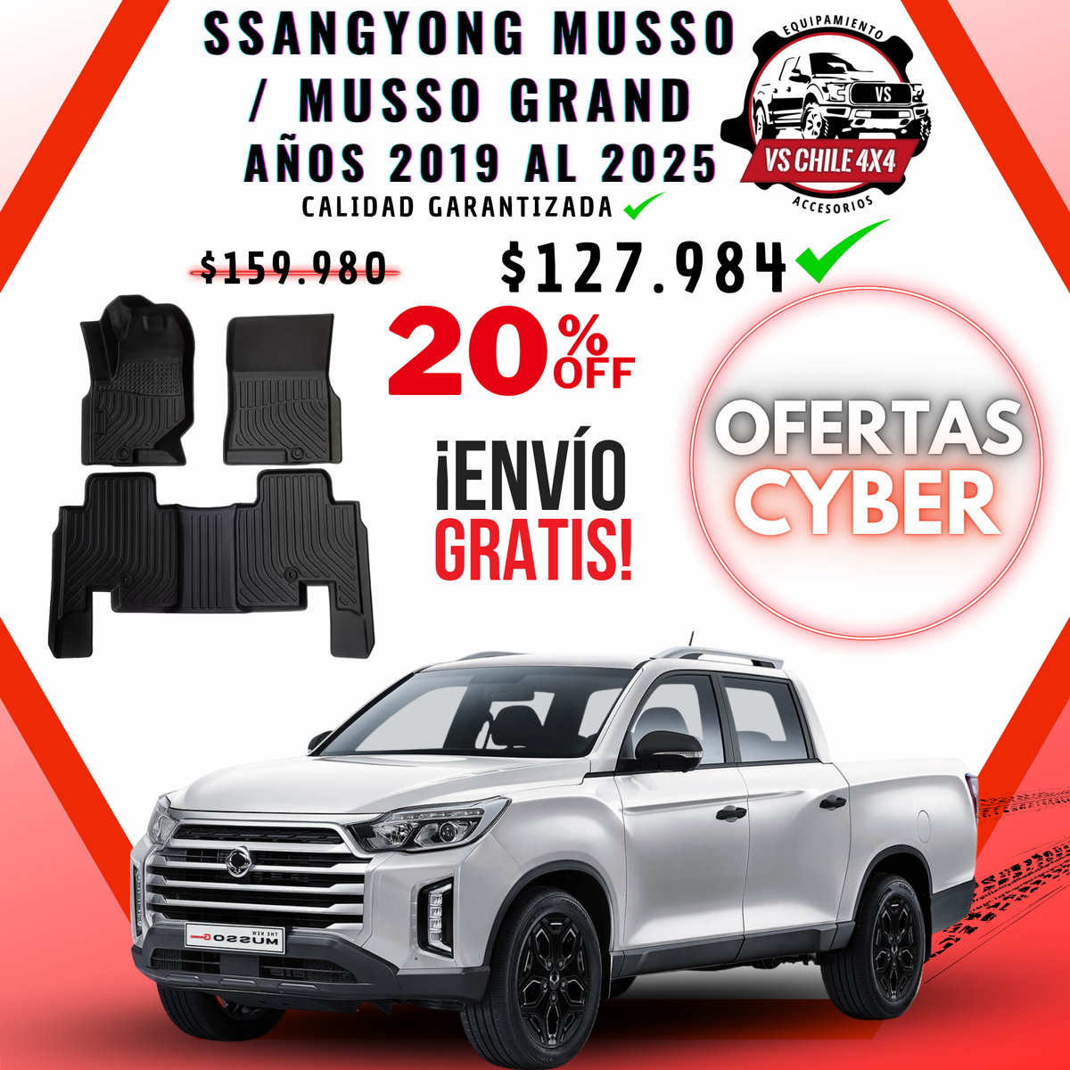 Pisos Calce Perfecto SsangYong Musso / Musso Grand 2019 al 2025