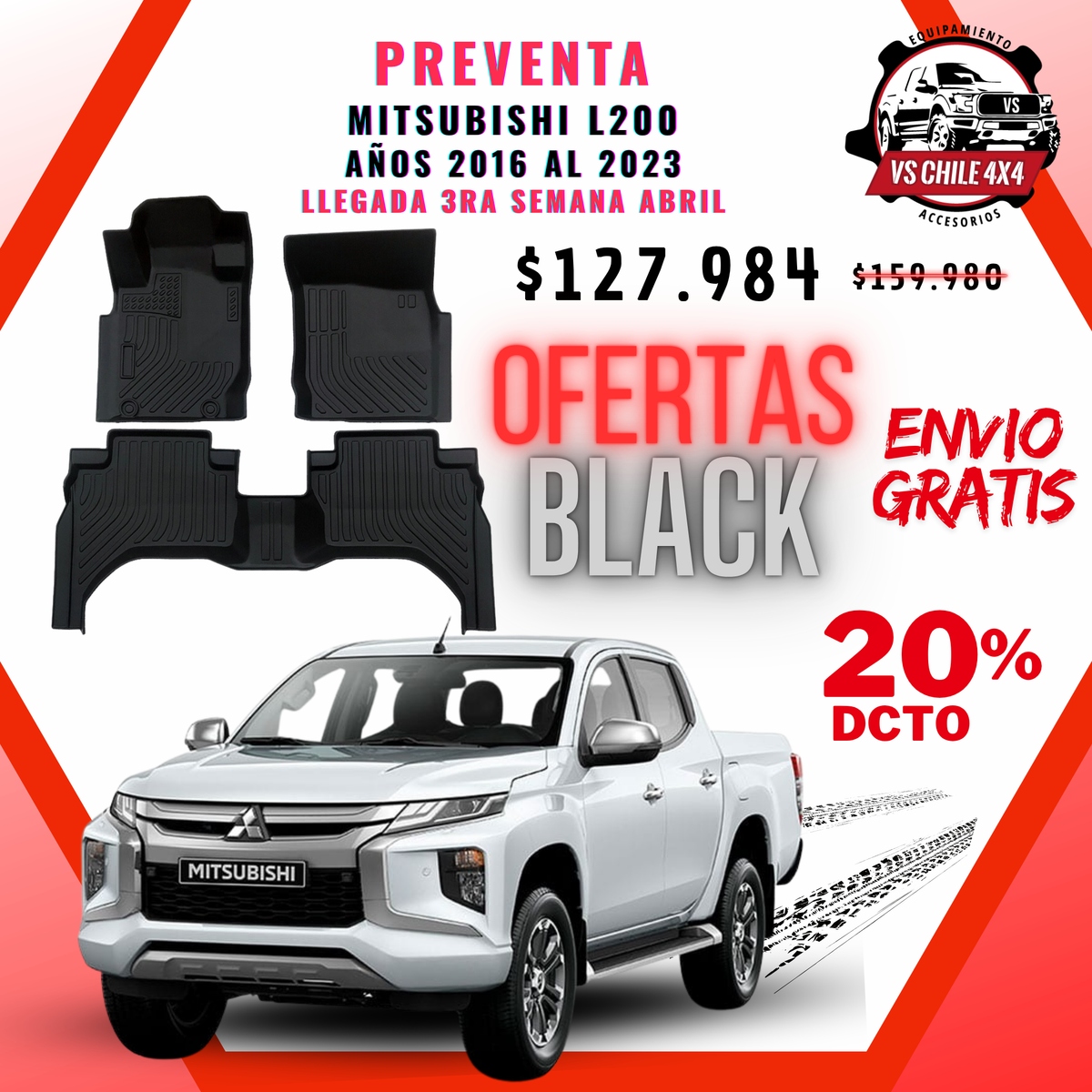 (PREVENTA) Pisos Calce Perfecto L200 WORK/TRITON / DAKAR años 2016 al 2023