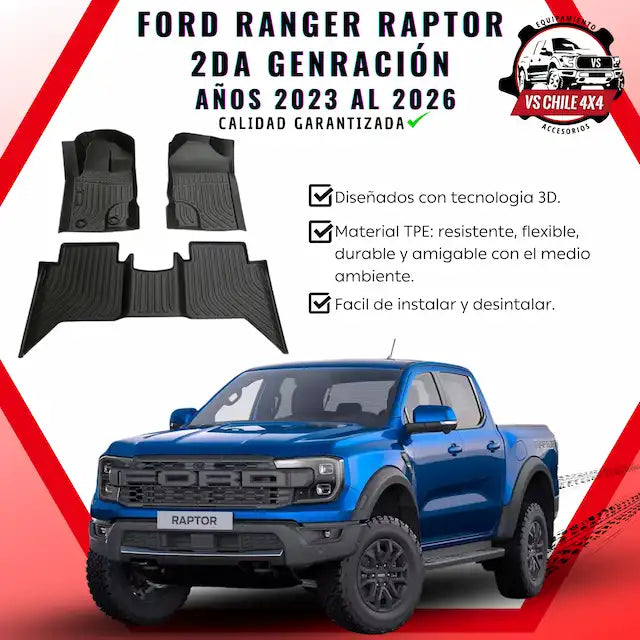 Pisos Calce Perfecto Ford Ranger Raptor 2da Gen (2023 - 2026)