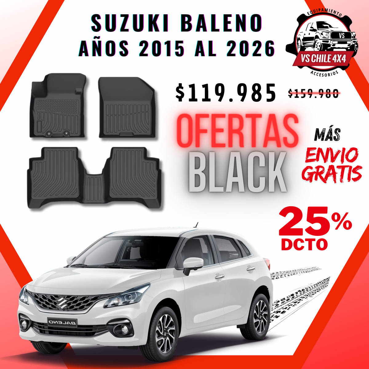 Pisos Calce Perfecto Suzuki Baleno 2015 al 2026