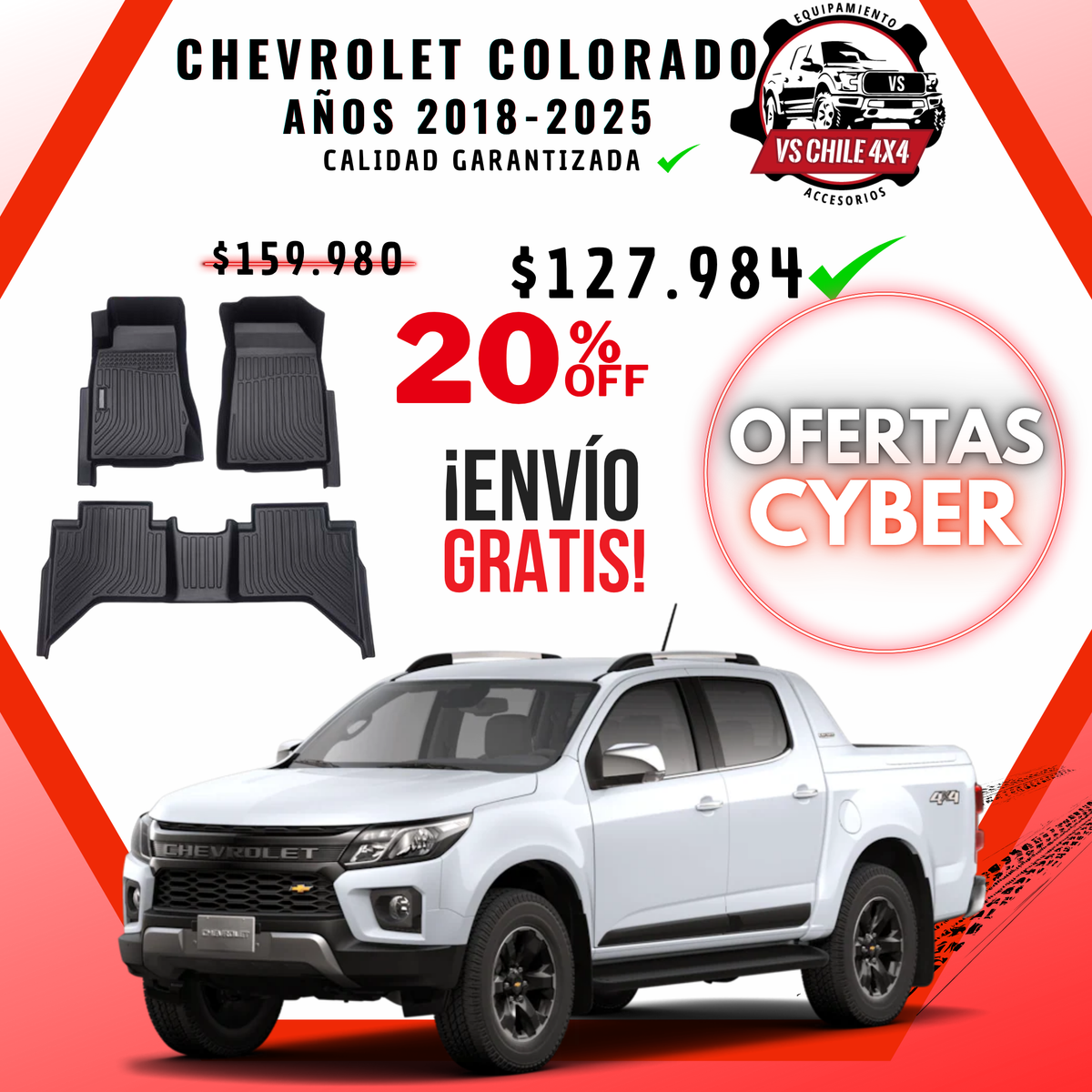 Pisos Calce Perfecto Chevrolet Colorado 2018 al 2025