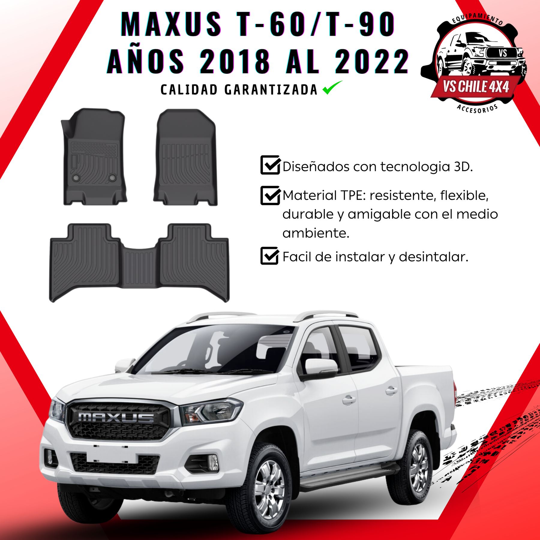 Pisos Calce Perfecto Maxus T60 / T90 Doble Cabina (2018 - 2022)