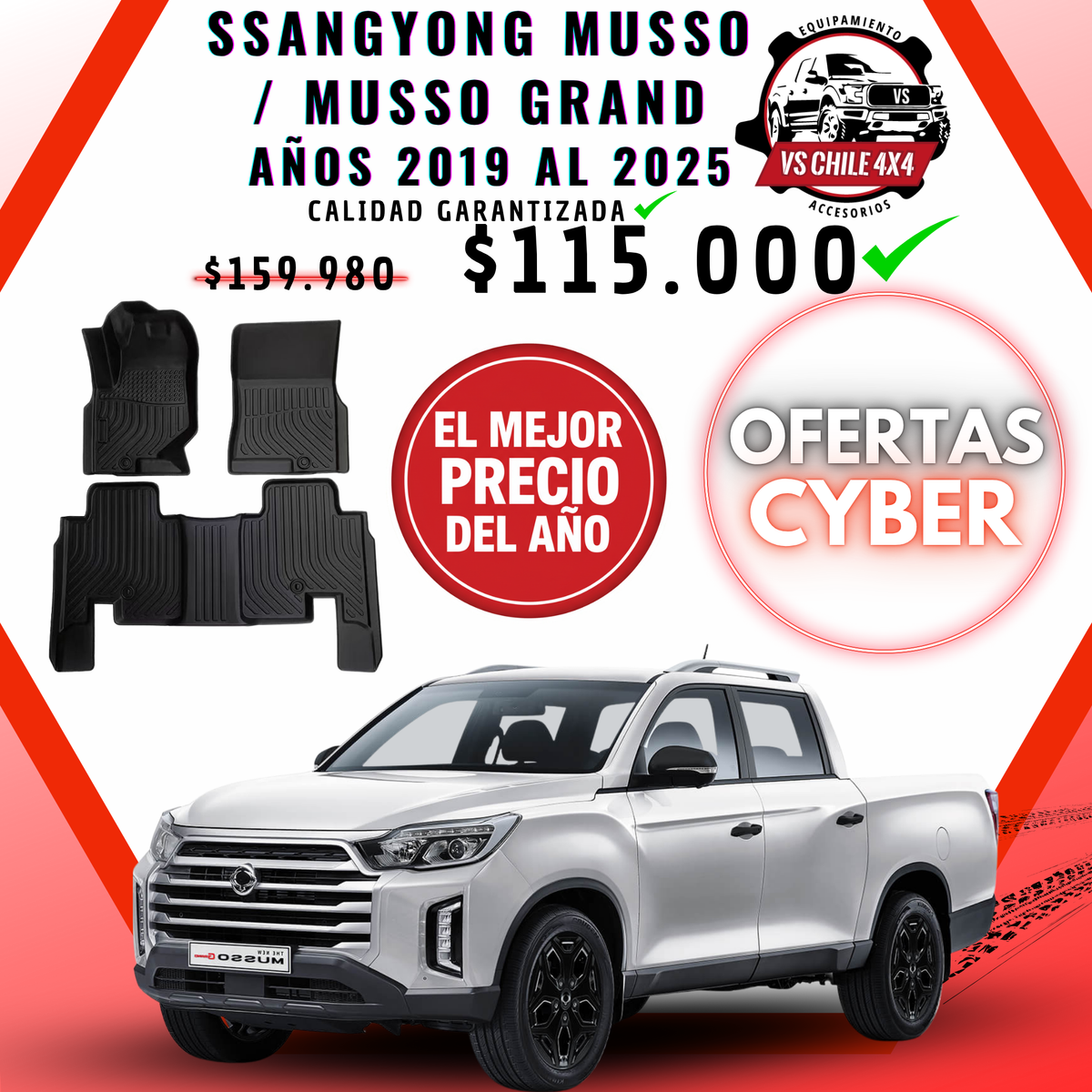 Pisos Calce Perfecto SsangYong Musso / Musso Grand 2019 al 2025