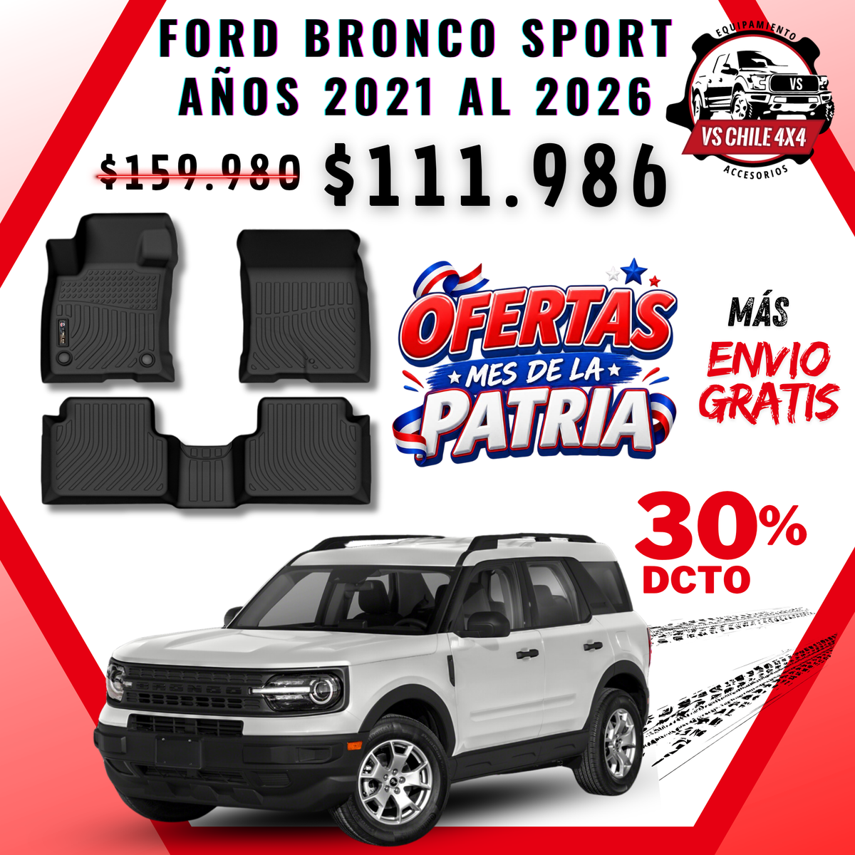 Pisos Calce Perfecto Ford Bronco Sport años 2021 al 2026