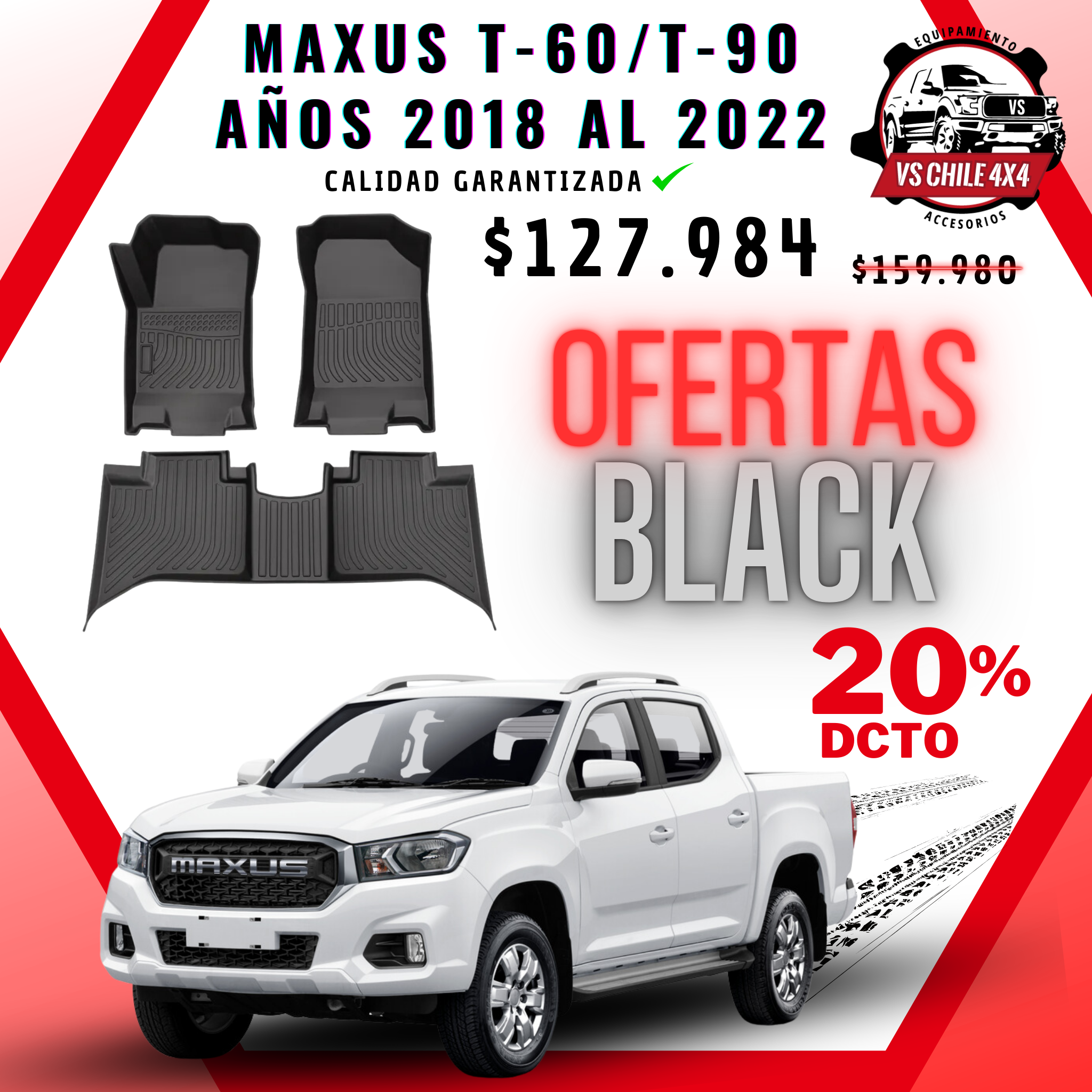 Pisos Calce Perfecto Maxus T60 / T90 Doble Cabina (2018 - 2022)