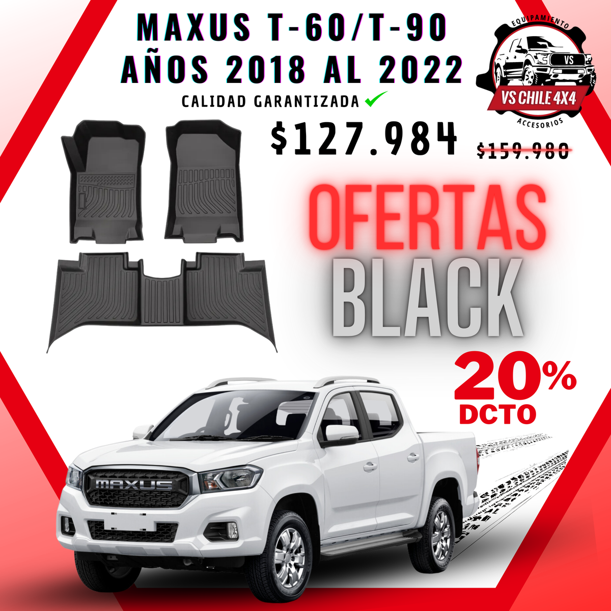 Pisos Calce Perfecto Maxus T60 / T90 Doble Cabina (2018 - 2022)