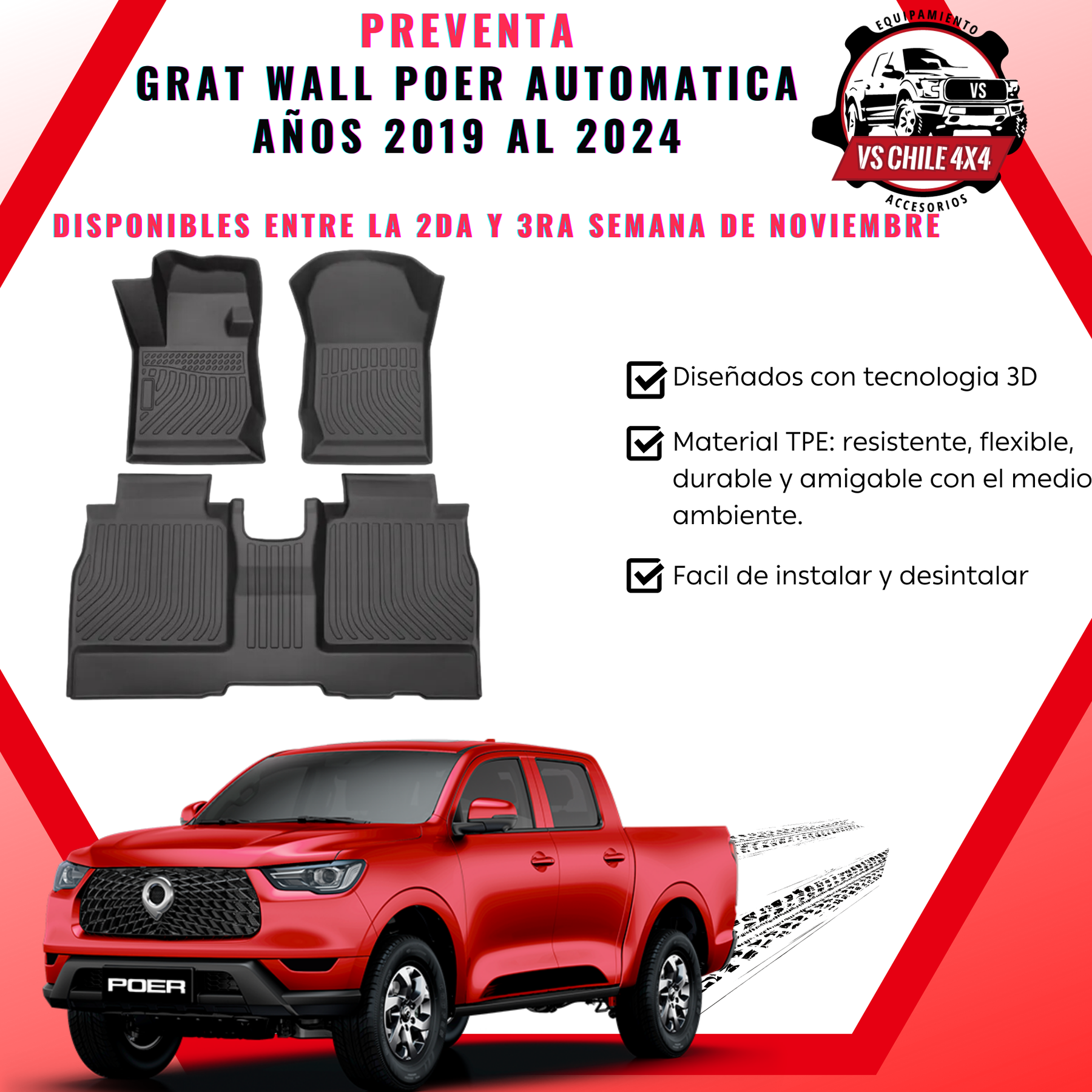 (PREVENTA) Pisos Calce Perfecto GREAT WALL POER AUTOMATICA años 2019 al 2024