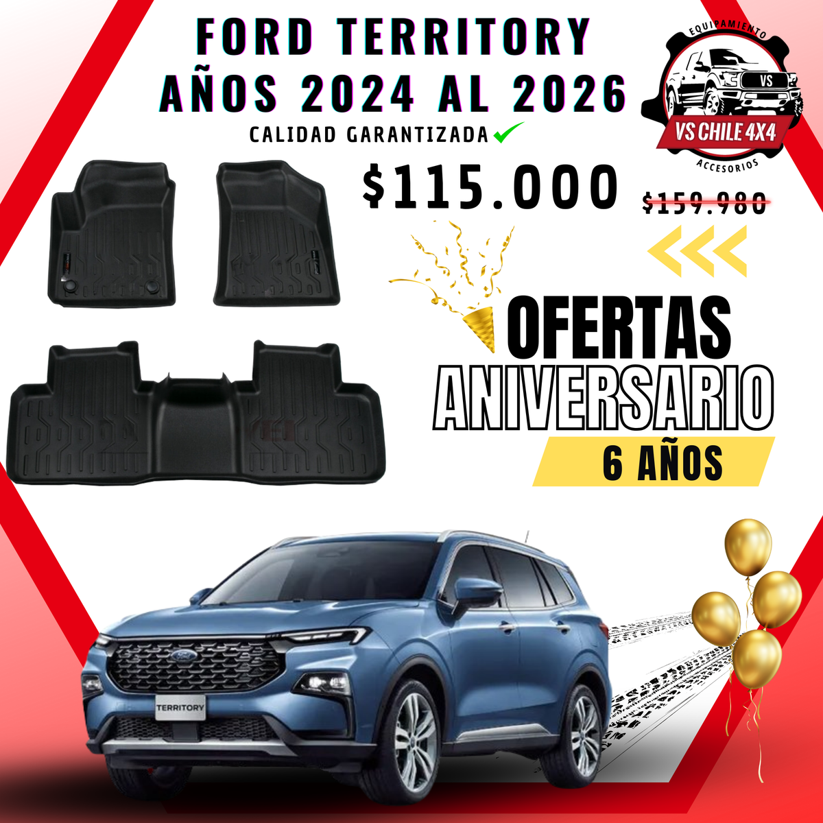 Pisos Calce Perfecto Ford Territory AÑOS 2024 AL 2026