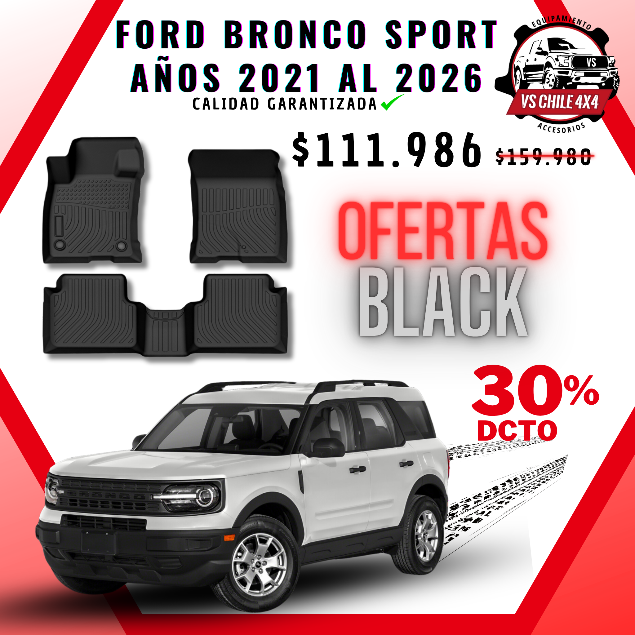 Pisos Calce Perfecto Ford Bronco Sport años 2021 al 2026