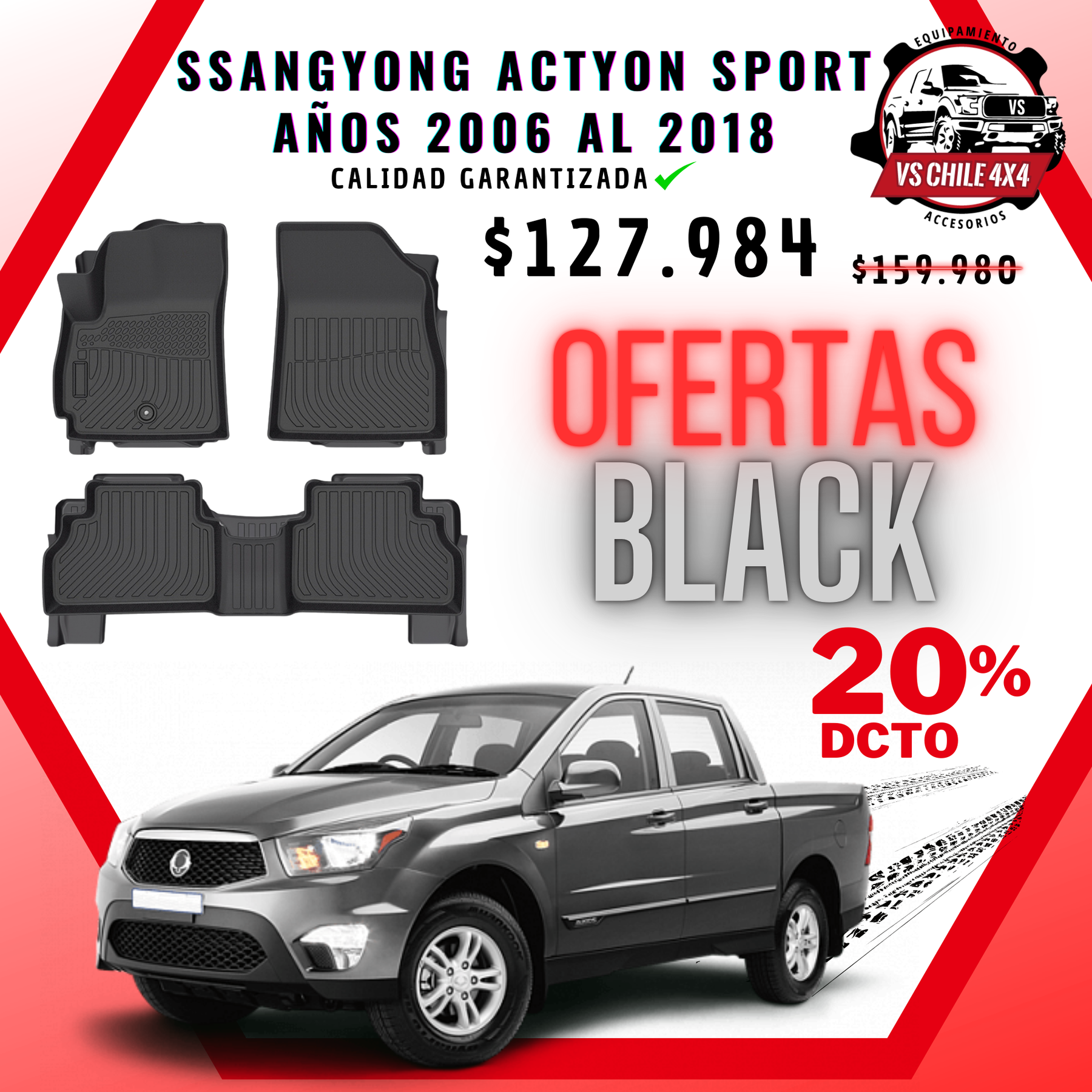 Pisos Calce Perfecto SsangYong Actyon Sport 2006 al 2018