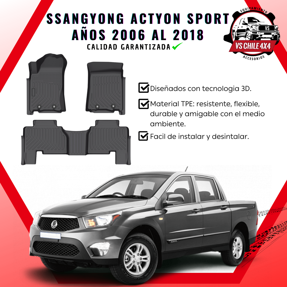 Pisos Calce Perfecto SsangYong Actyon Sport 2006 al 2018