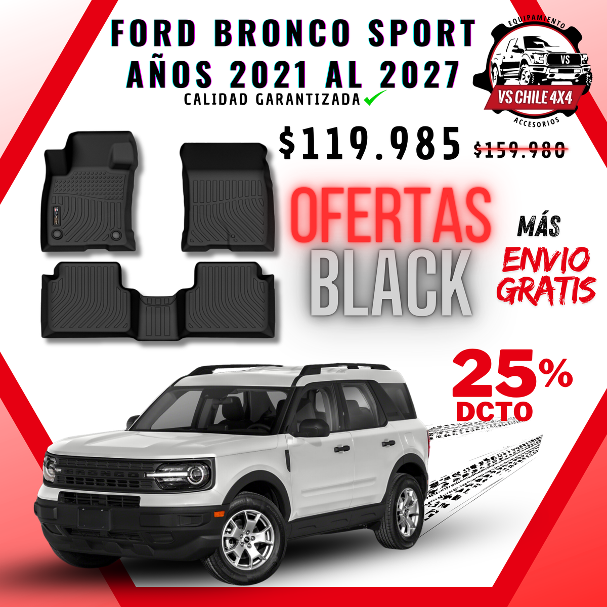 Pisos Calce Perfecto Ford Bronco Sport años 2021 al 2027