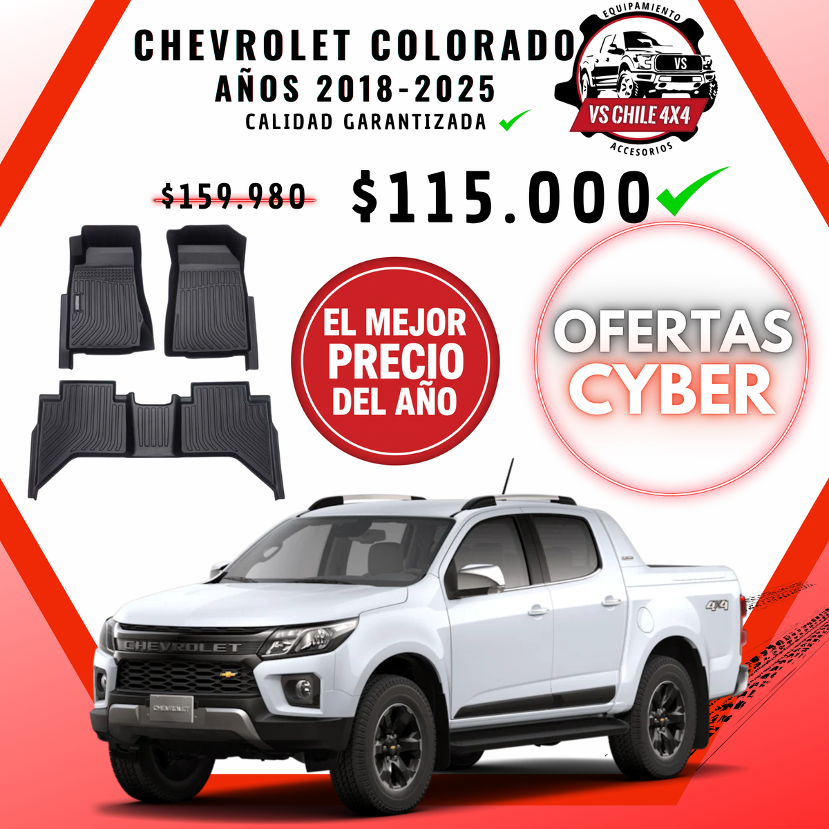 Pisos Calce Perfecto Chevrolet Colorado 2018 al 2025