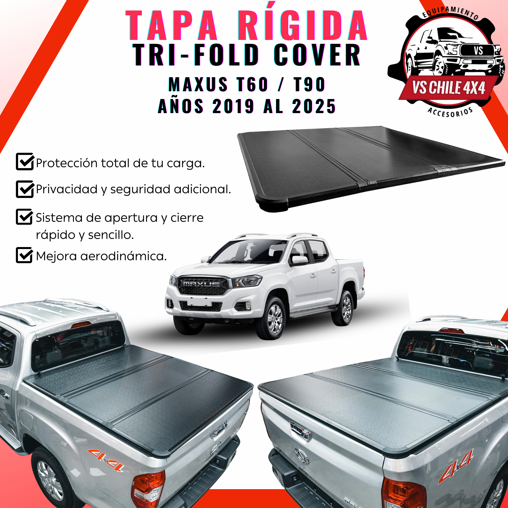 Tapa Plegable Rígida Maxus T60 / T90 2019 al 2025