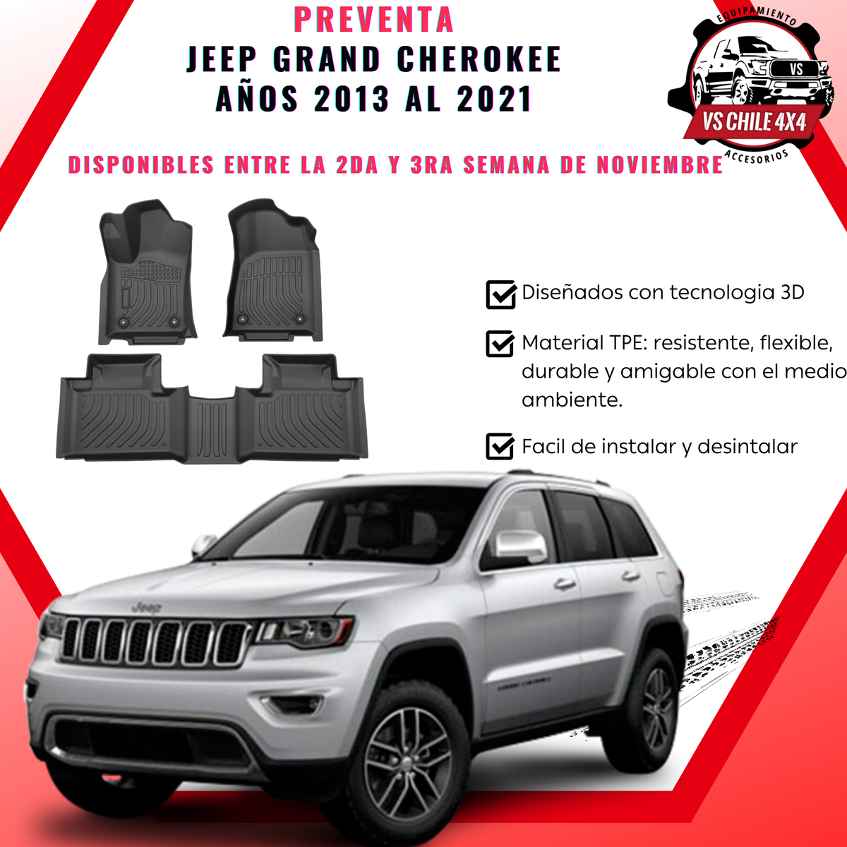 (PREVENTA) Pisos Calce Perfecto JEEP Grand Cherokee años 2013 al 2021