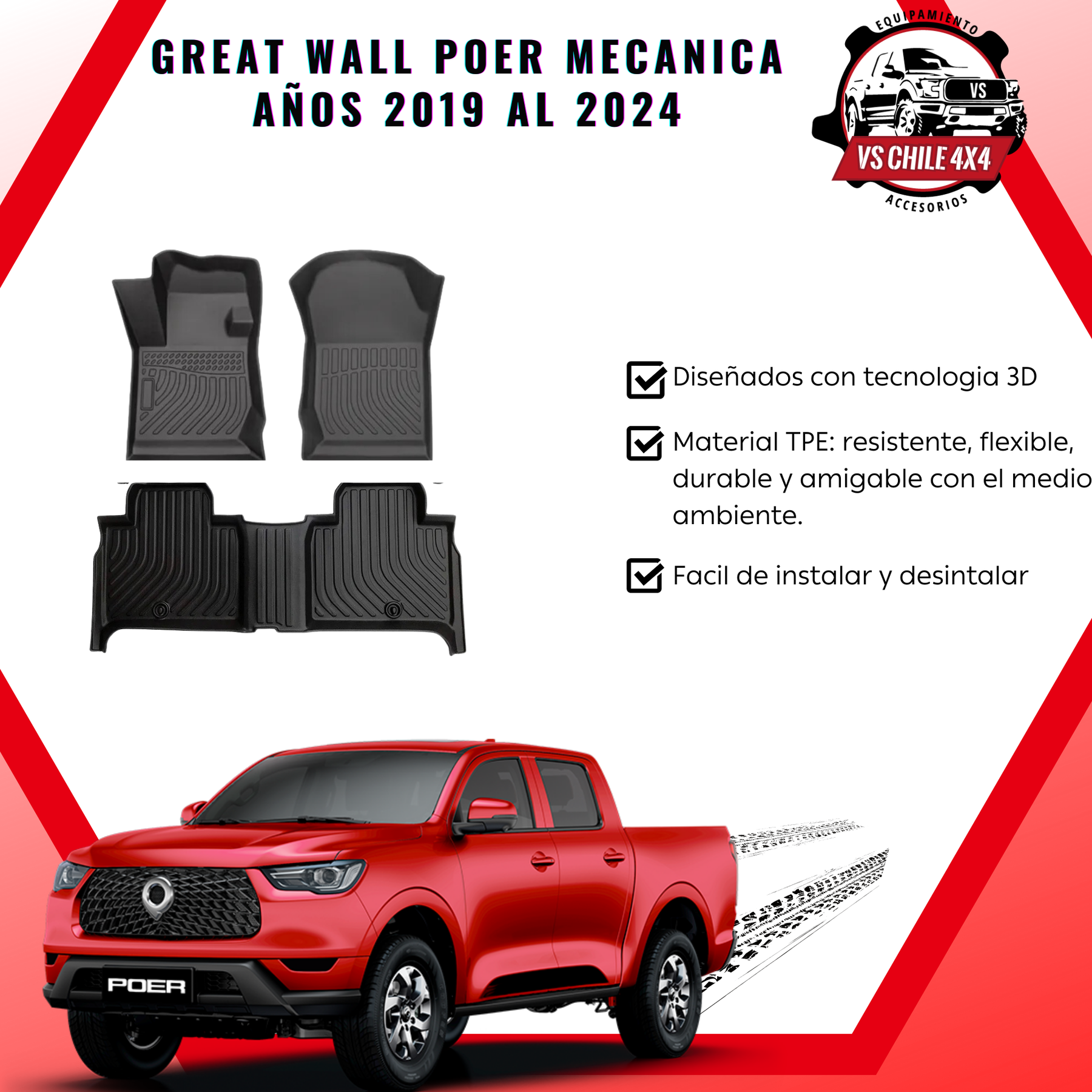 (PREVENTA) Pisos calce perfecto Great Wall Poer Transmisión Mecánica AÑOS 2019 AL 2024