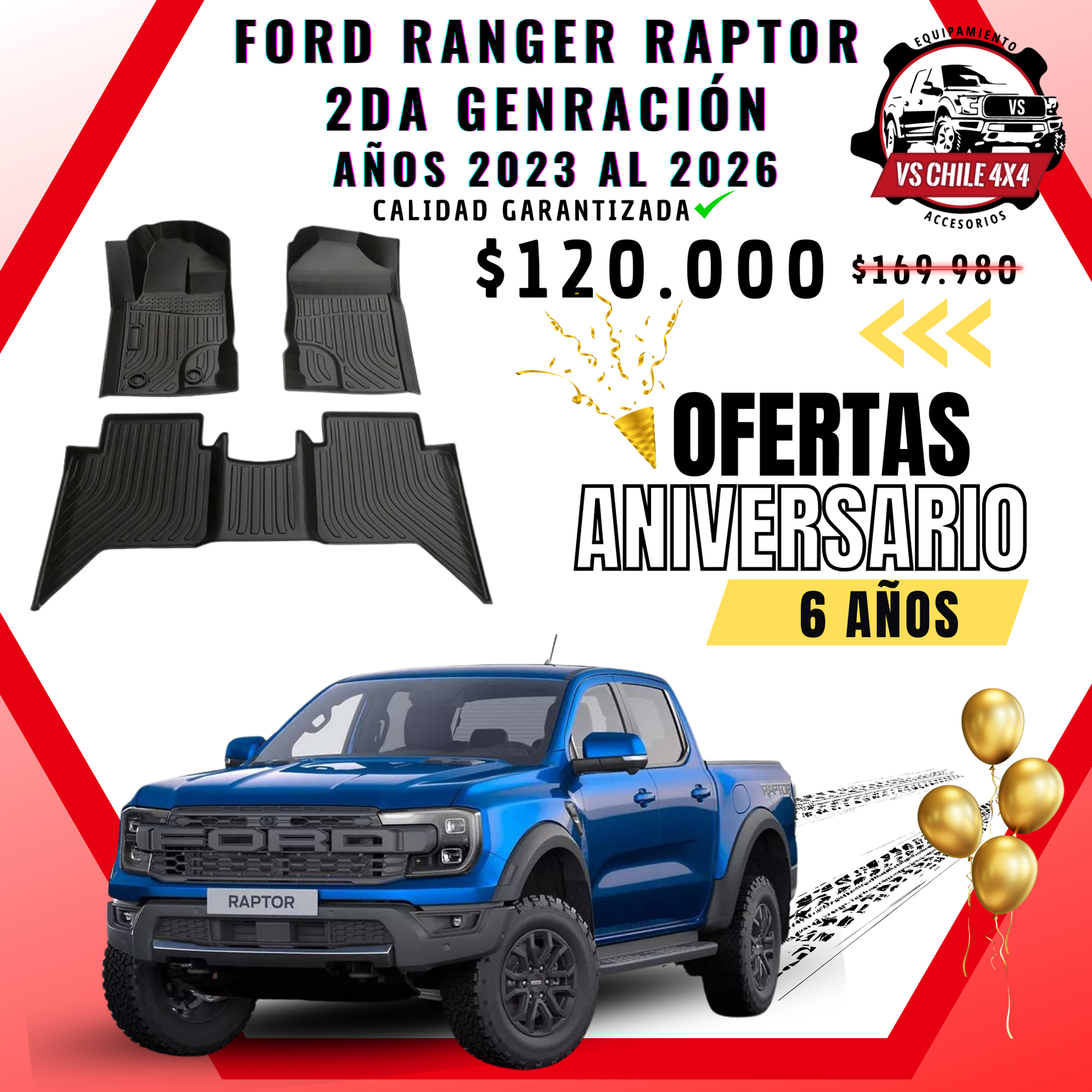 Pisos Calce Perfecto Ford Ranger Raptor 2da Gen (2023 - 2026)