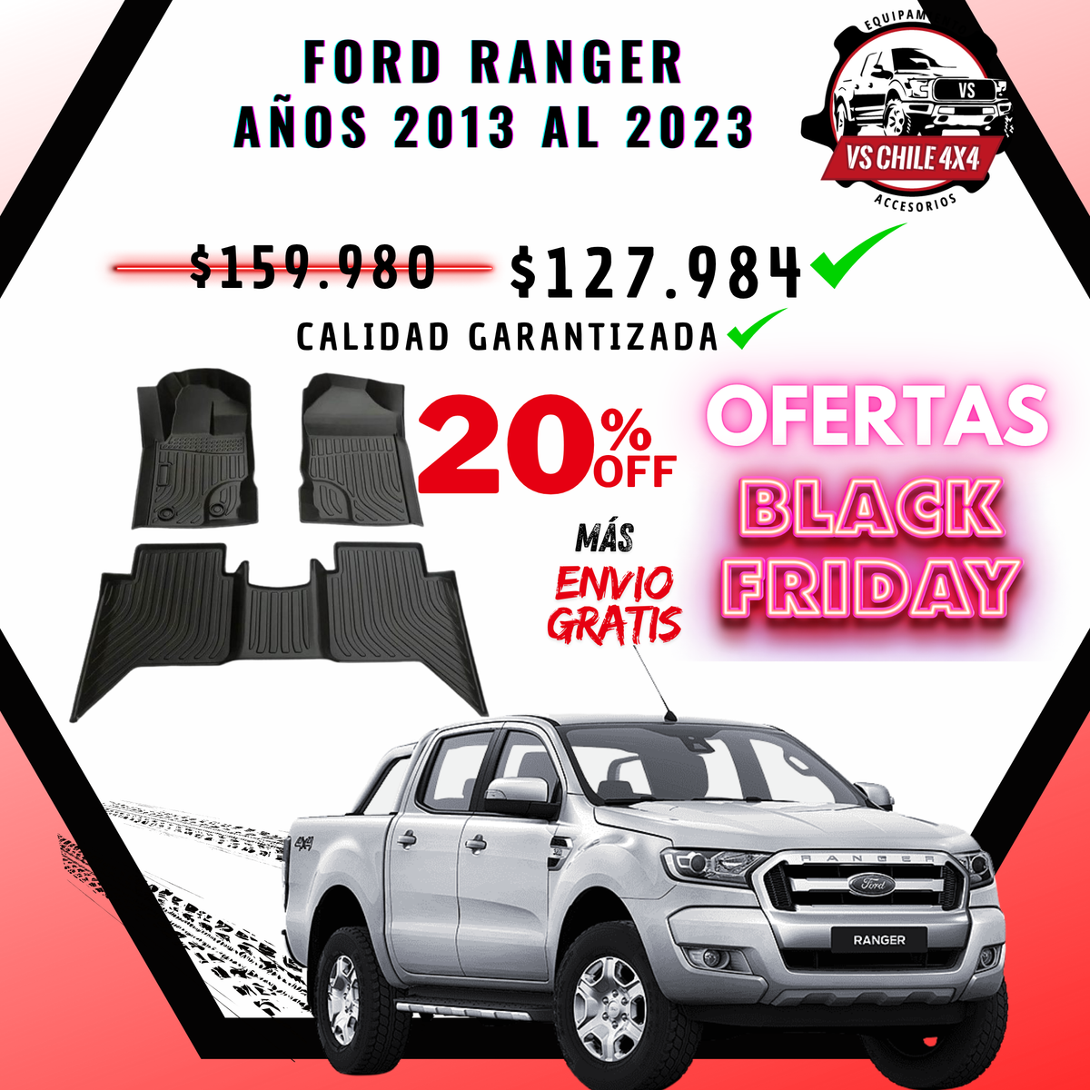 Pisos Calce Perfecto Ford Ranger años 2013 al 2023