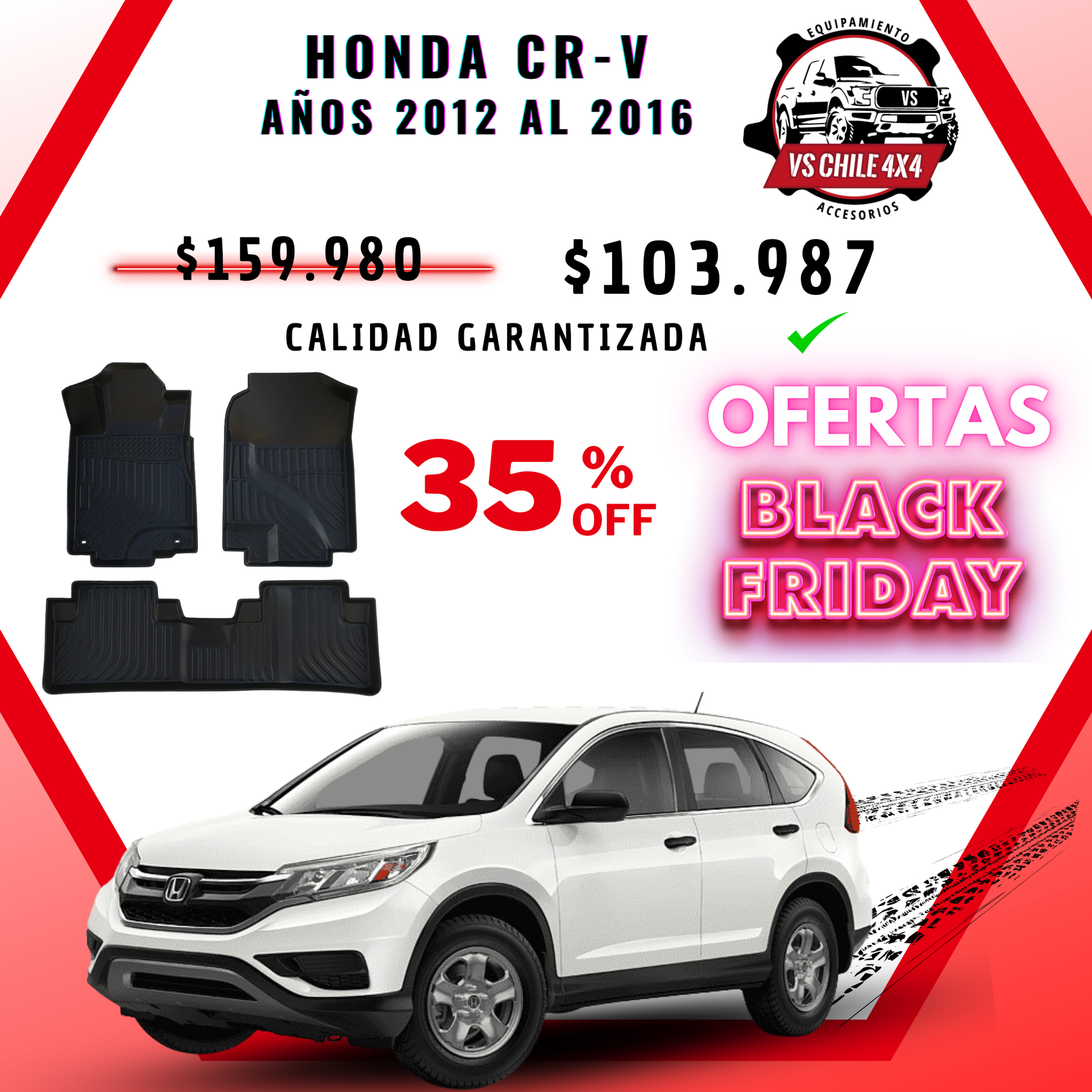 Pisos Calce Perfecto HONDA CRV CR-V años 2012 al 2016