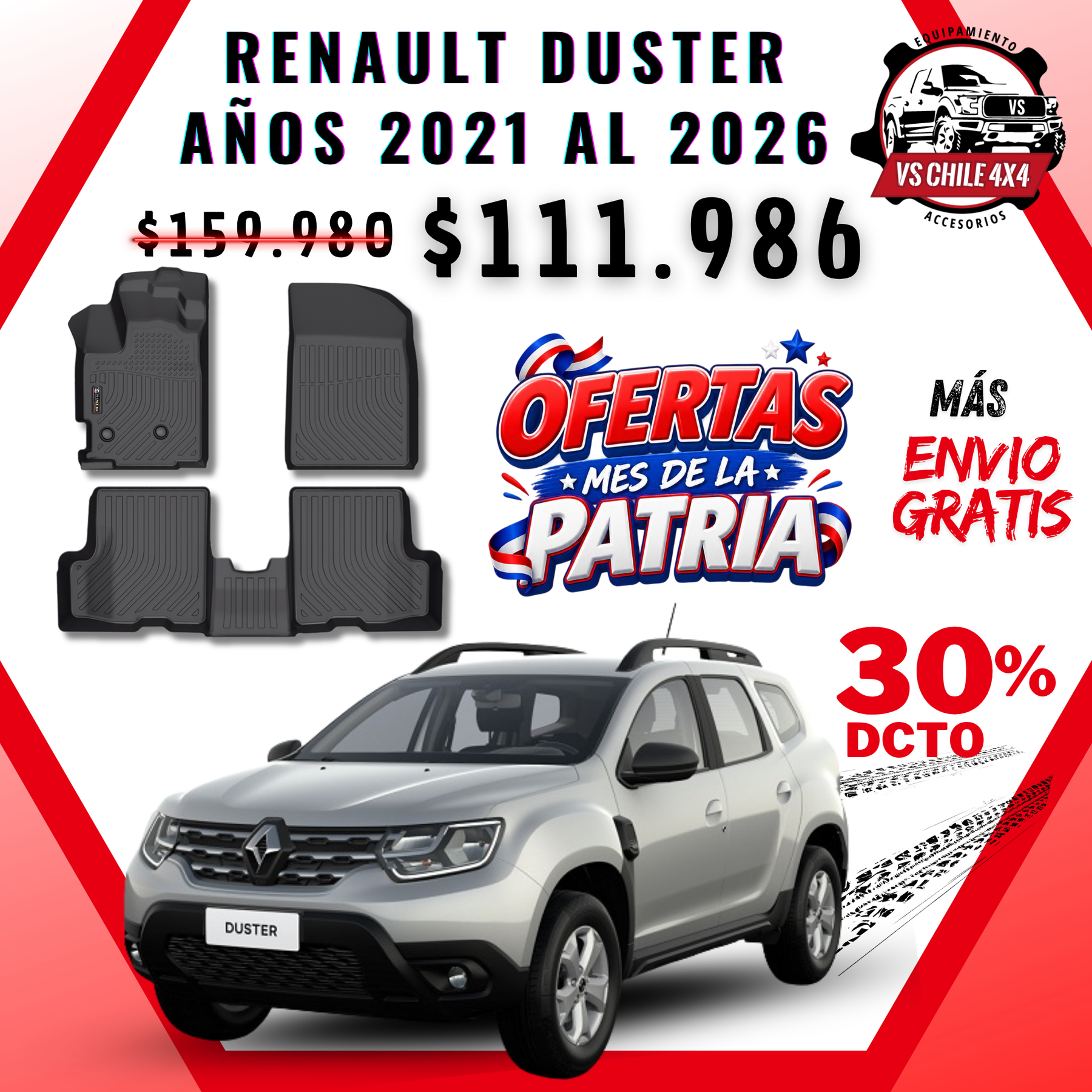 Pisos de Calce Perfecto Renault Duster (2021–2026) — TPE Premium 3D