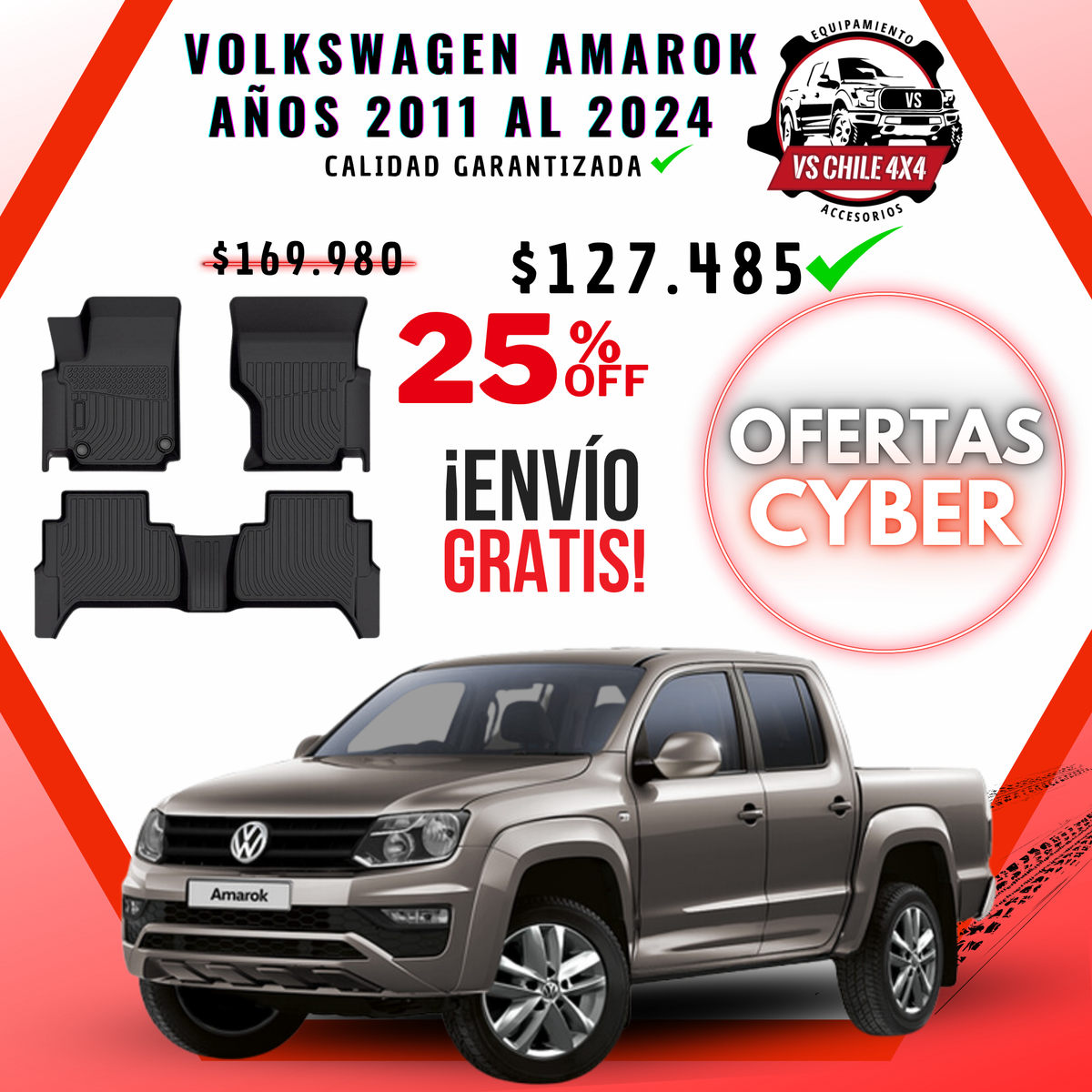 Pisos Calce Perfecto Volkswagen Amarok años 2011 al 2023
