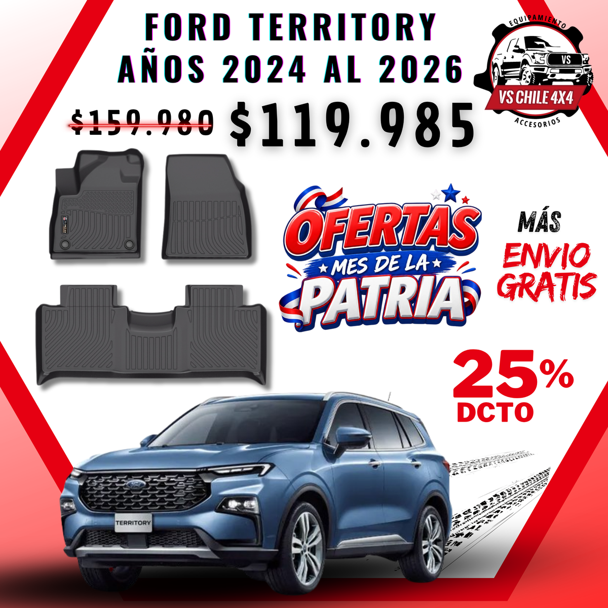 Pisos Calce Perfecto Ford Territory AÑOS 2024 AL 2026