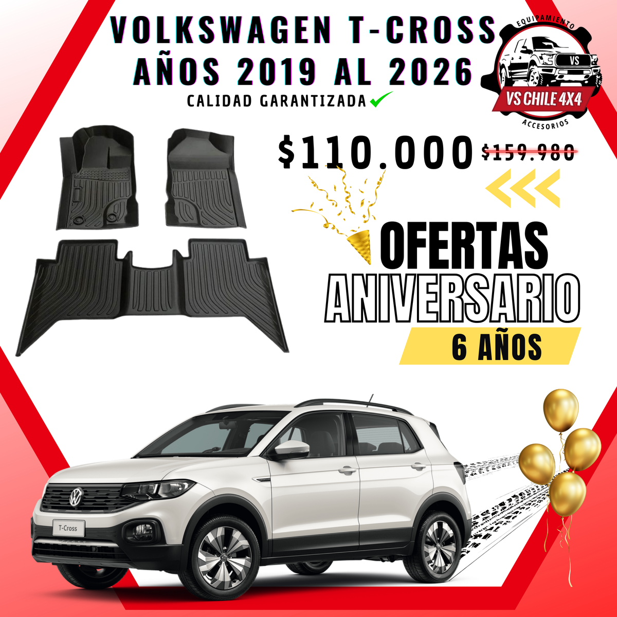 Pisos Calce Perfecto Volkswagen T-Cross (2019 - 2026)