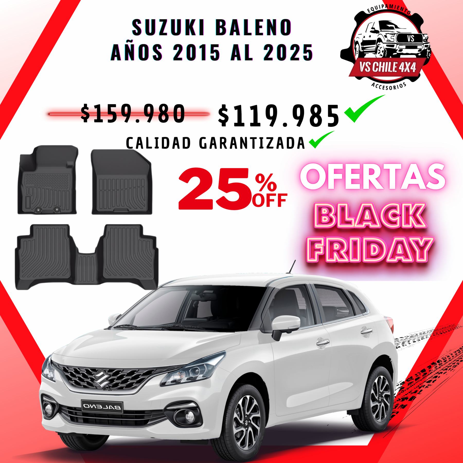 Pisos Calce Perfecto Suzuki Baleno 2015 al 2025