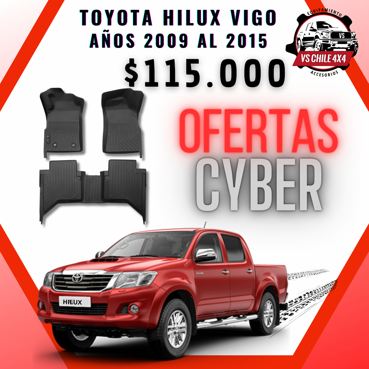 PISOS CALCE PERFECTO TOYOTA HILUX VIGO 2009 AL 2015