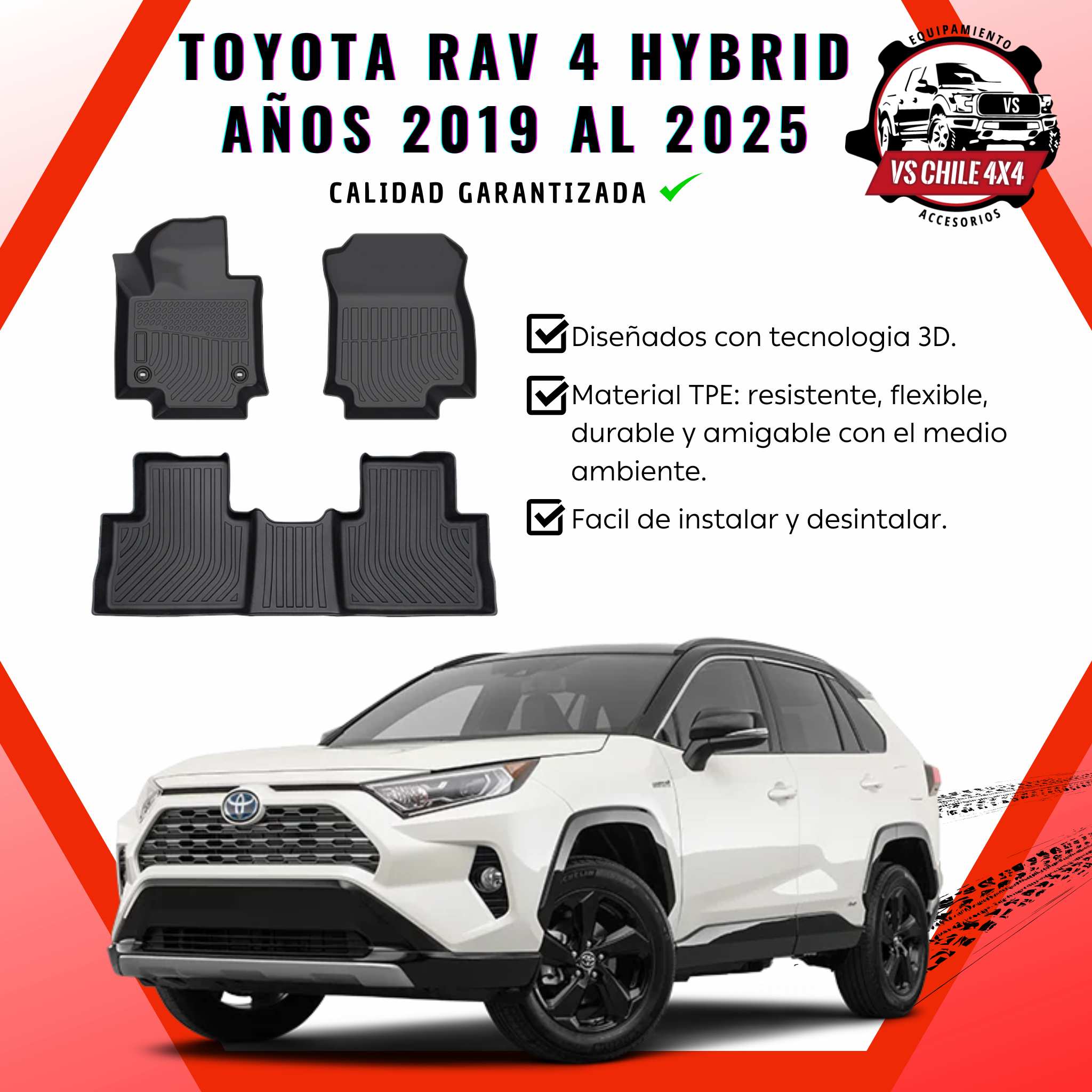 Pisos Calce Perfecto TOYOTA RAV 4 HYBRID años 2019 al 2025