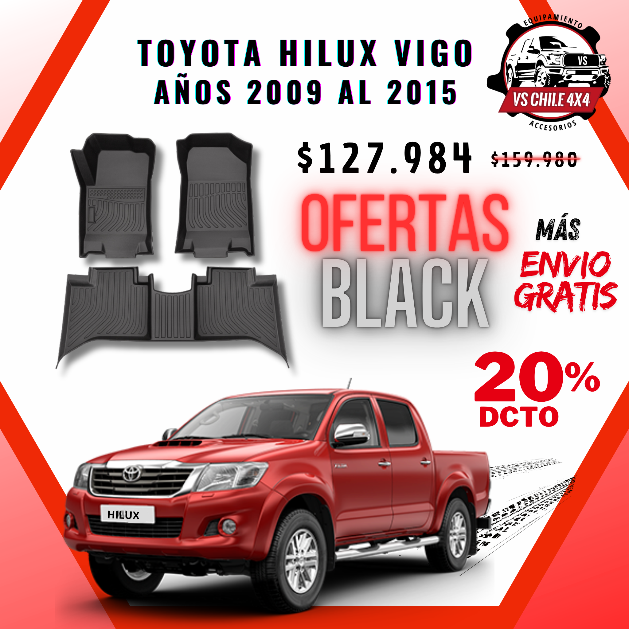PISOS CALCE PERFECTO TOYOTA HILUX VIGO 2009 AL 2015