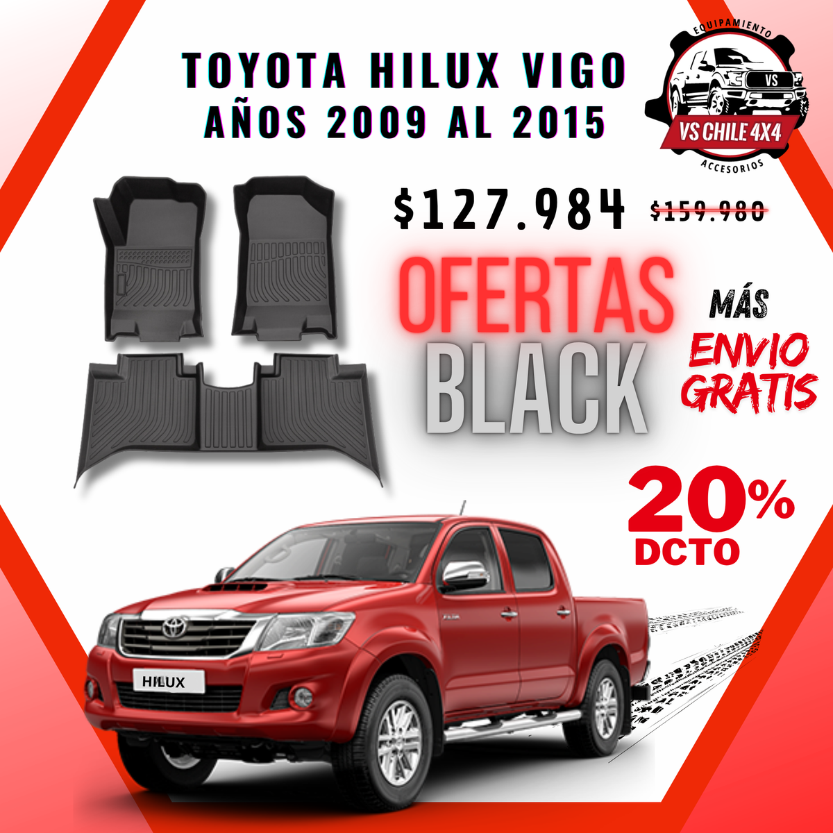PISOS CALCE PERFECTO TOYOTA HILUX VIGO 2009 AL 2015