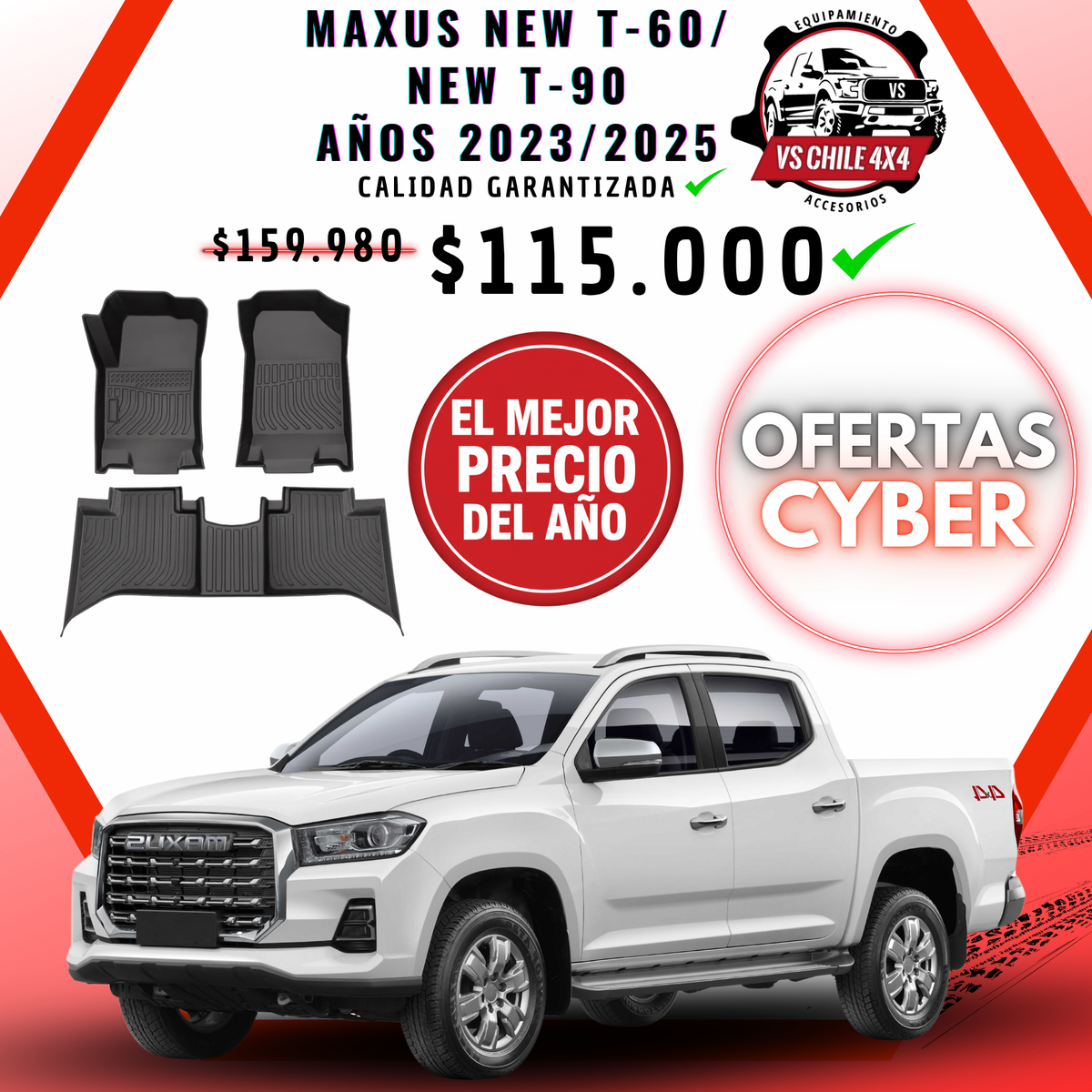 Pisos Calce Perfecto Maxus T60 / T90 Doble Cabina (2023 - 2025)