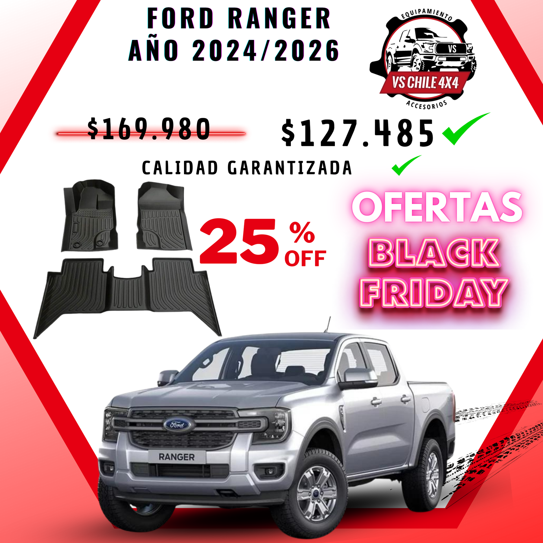 Pisos Calce Perfecto Ford Ranger T9 (2024 - 2026)