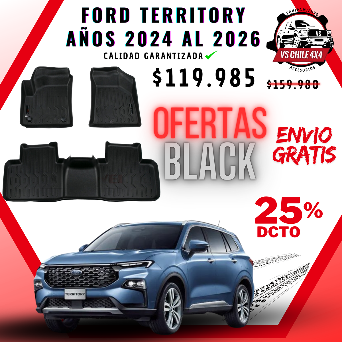 Pisos Calce Perfecto Ford Territory AÑOS 2024 AL 2026